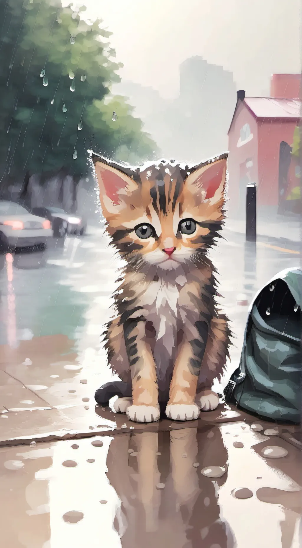 ai character: Homeless kitten background