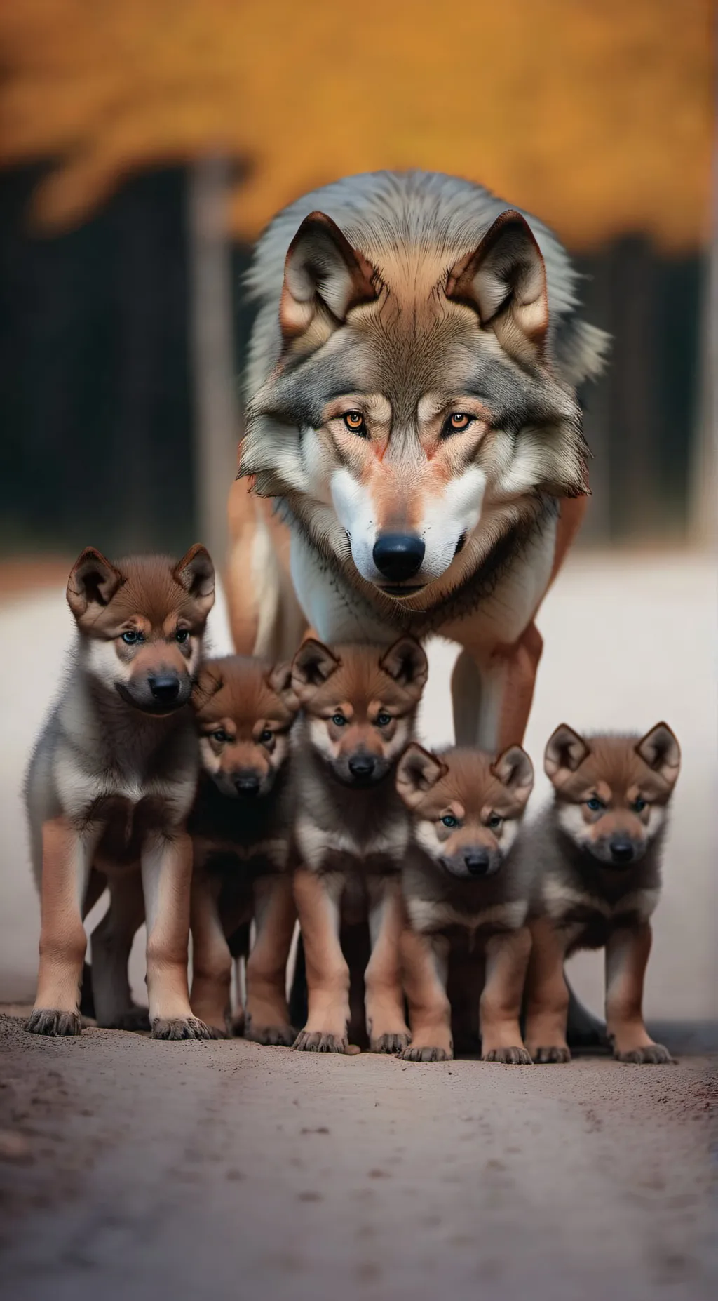ai character: mom and 5 wolfs background