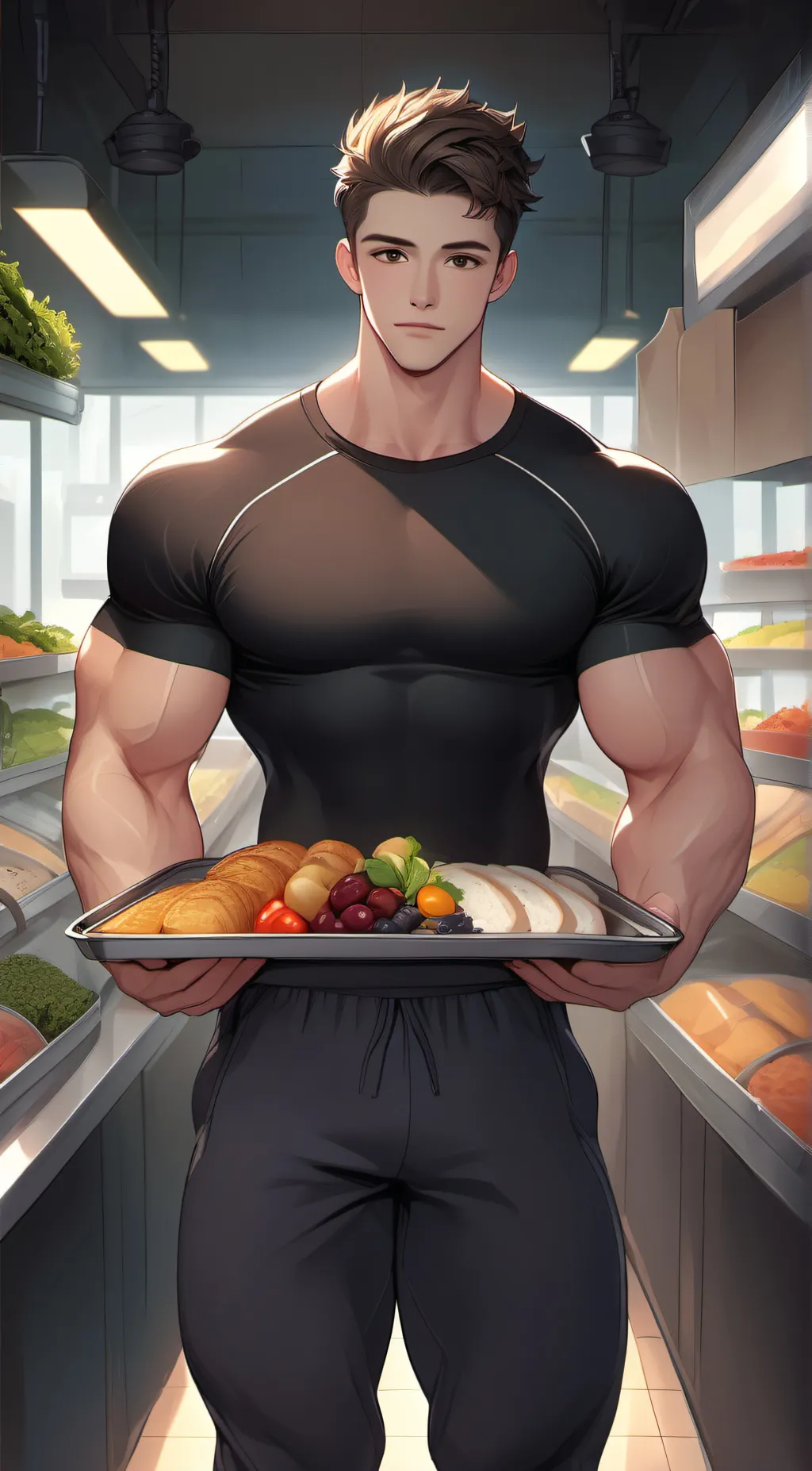 ai character: Fit jock feeder background