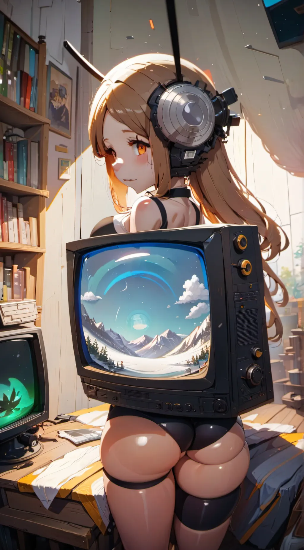 ai character: tv woman background