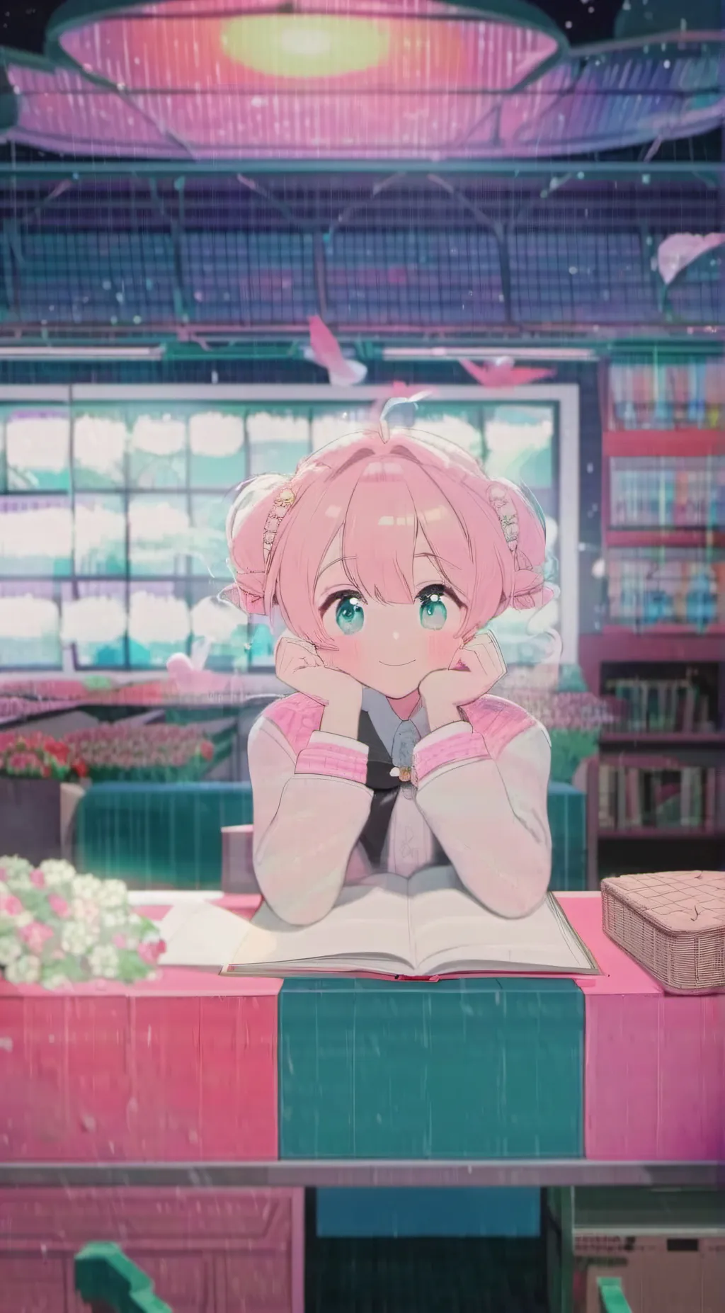 ai character: snowy background