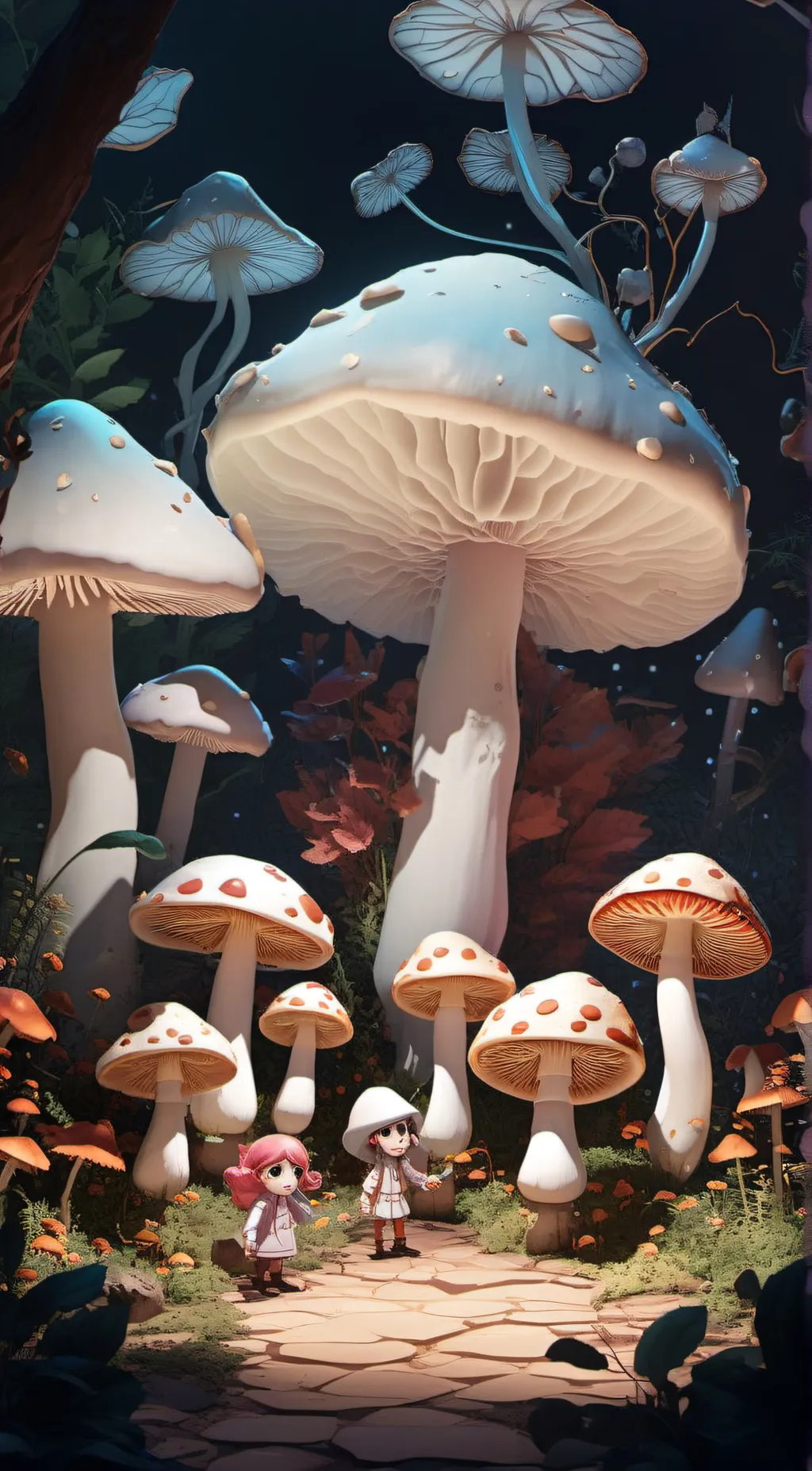 ai character: Mushroom & Leah background