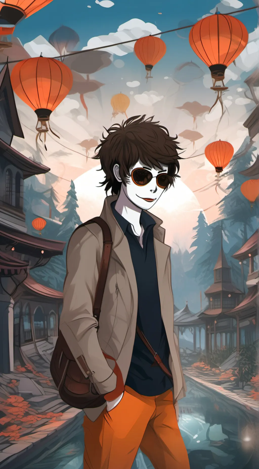 ai character: masky and hoddie  background