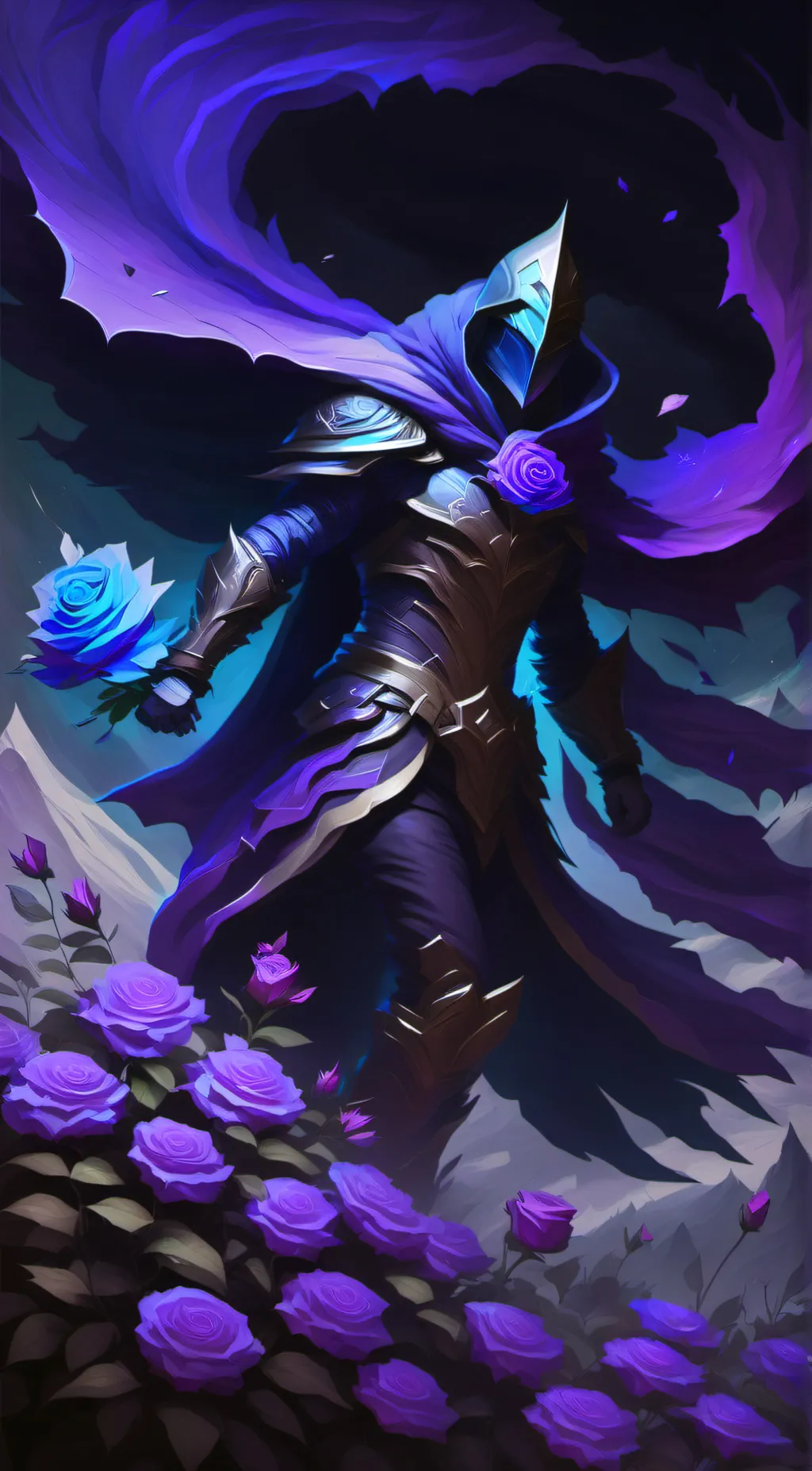 ai character: God of shadows  background