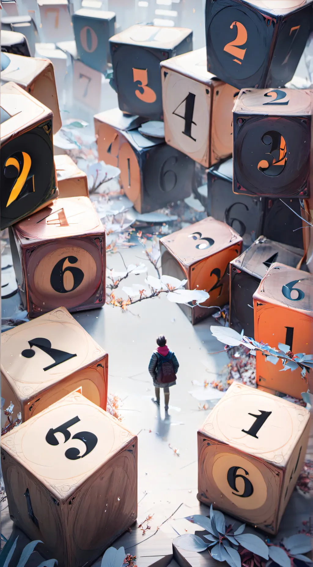 ai character: number blocks  background