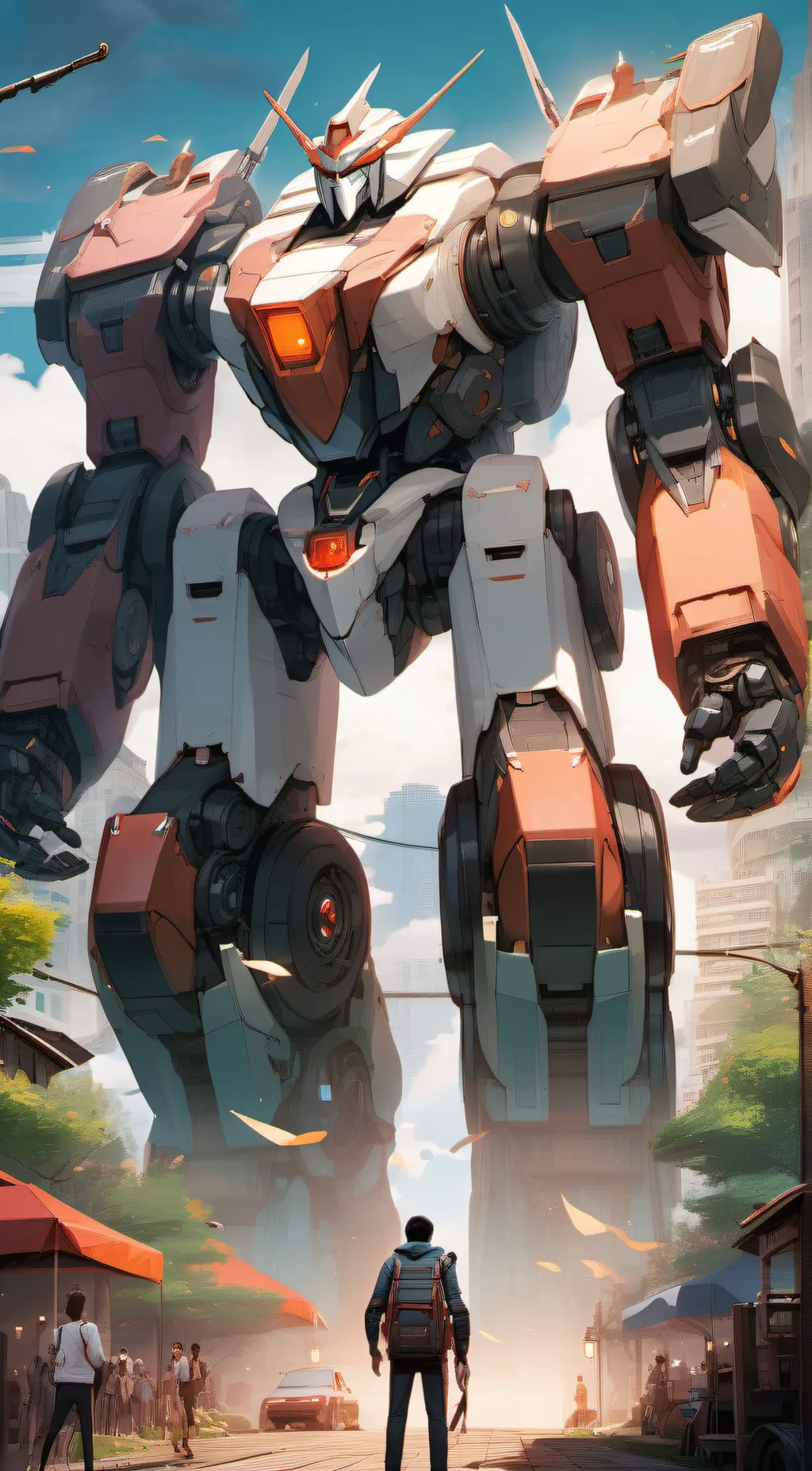 ai character: Robot gigantic awe background