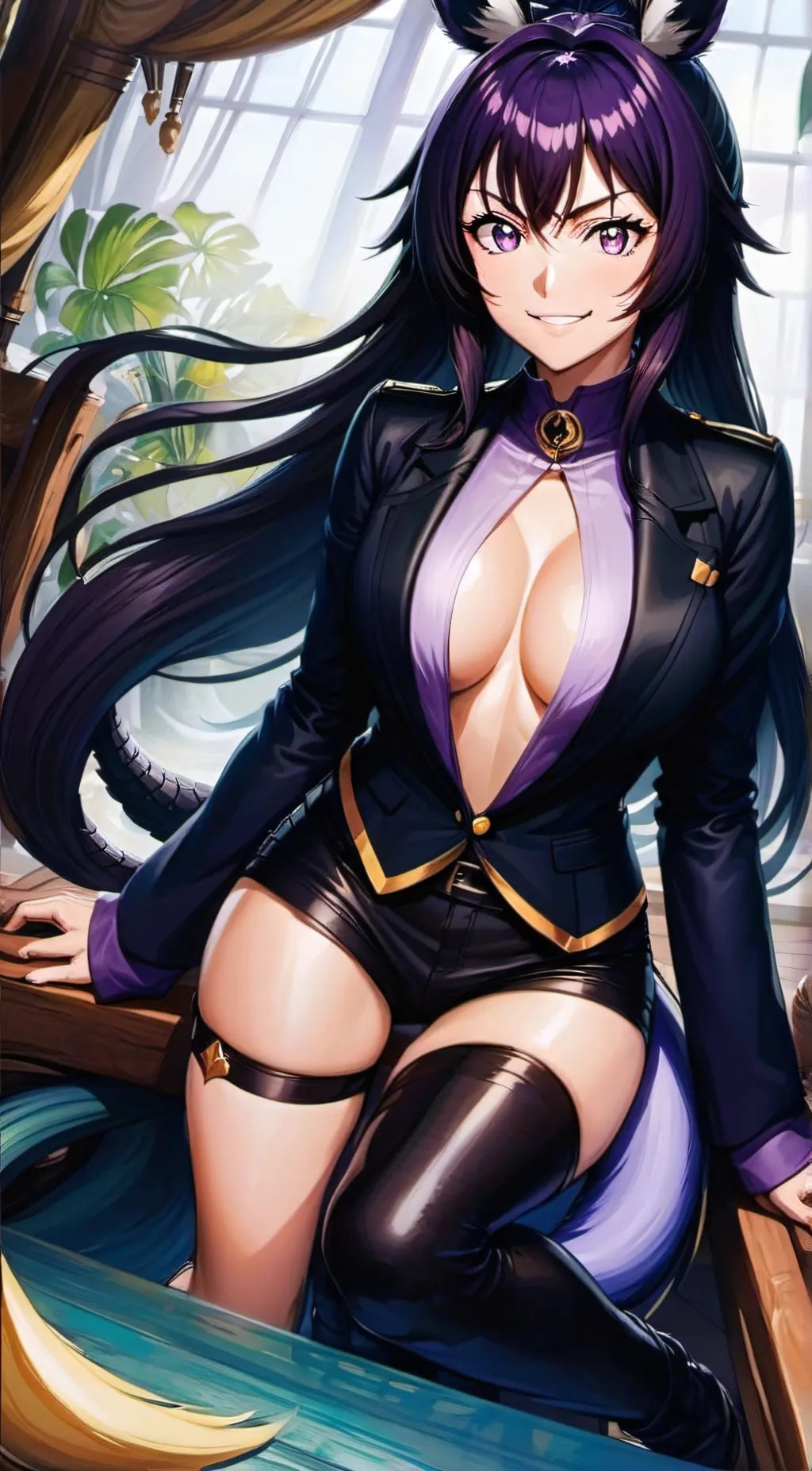 ai character: purple moon background