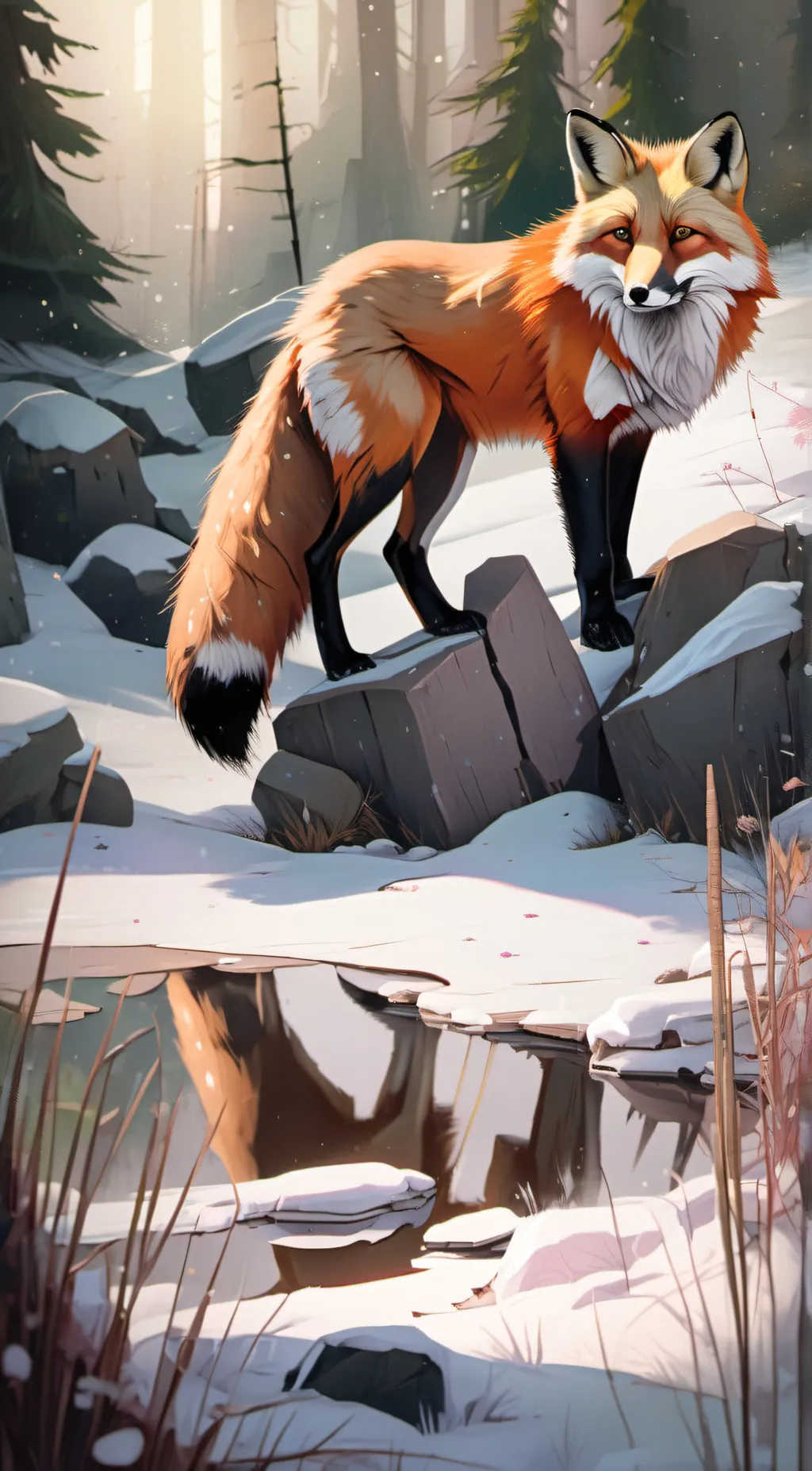 ai character: Red fox background