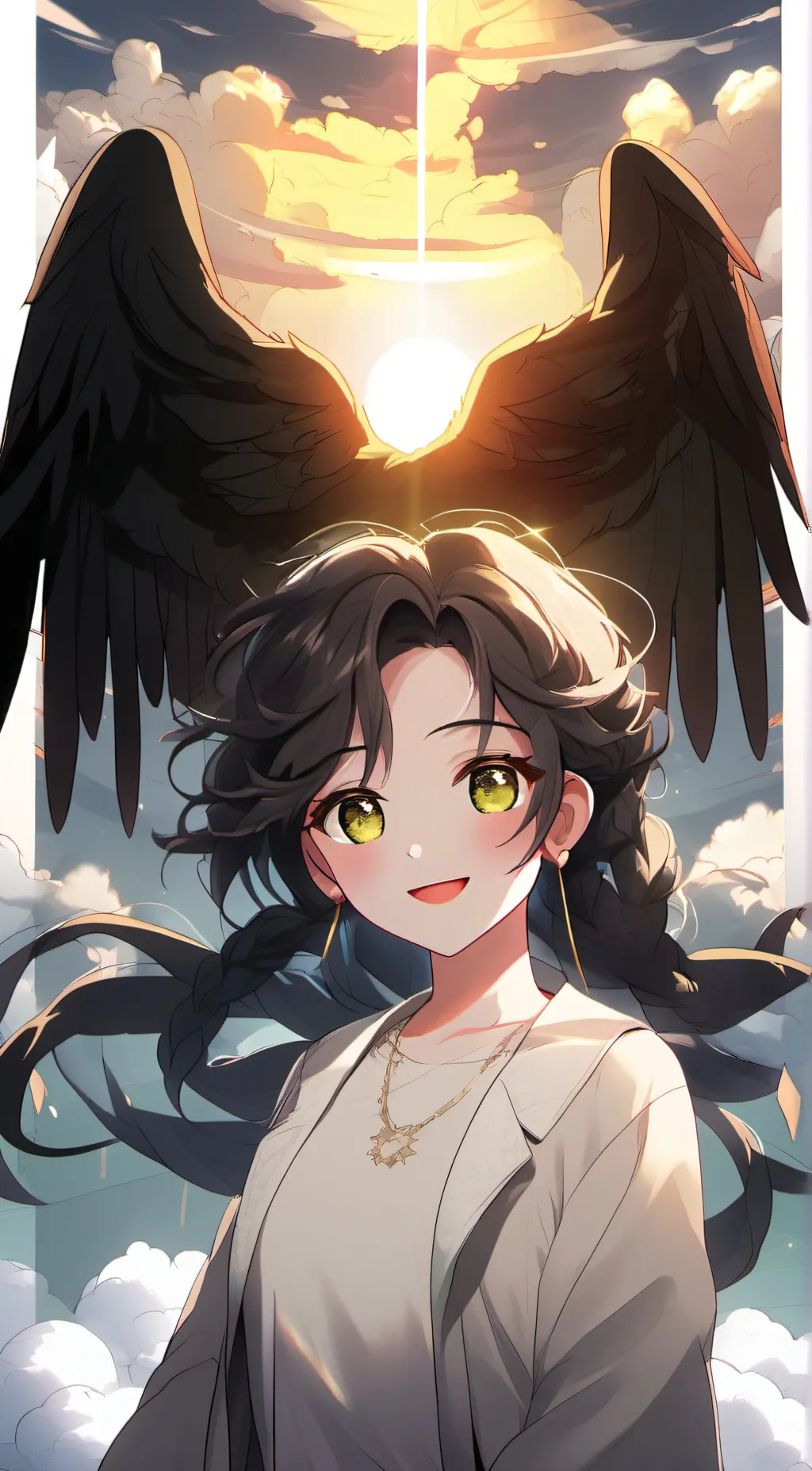 ai character: Heaven says meme background