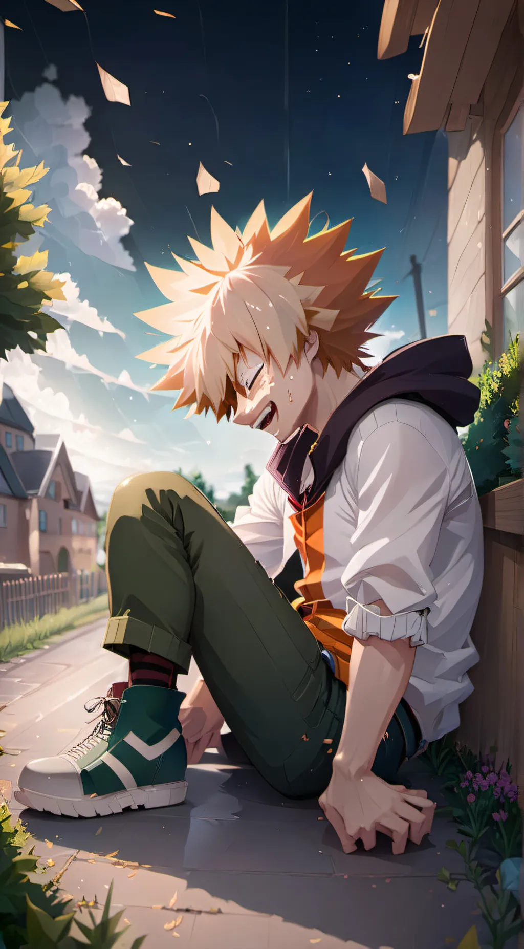 ai character: Bakugo dying background