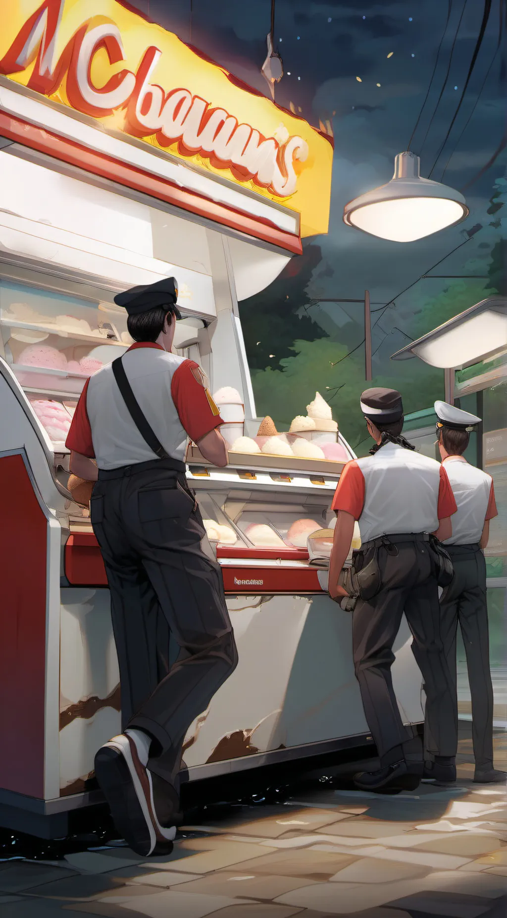 ai character: McDonald worker background