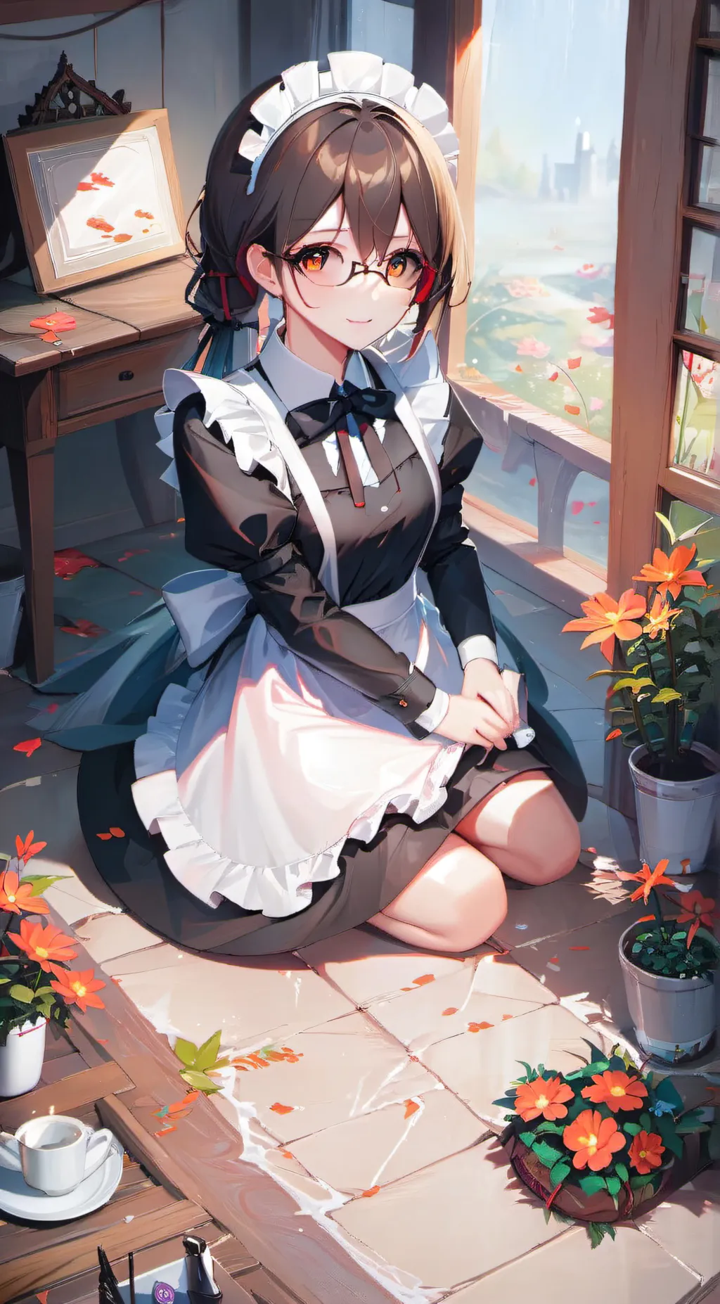 ai character: lan the maid  background