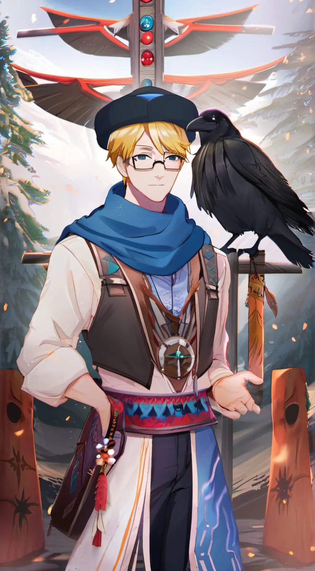 ai character: raven eagle  background