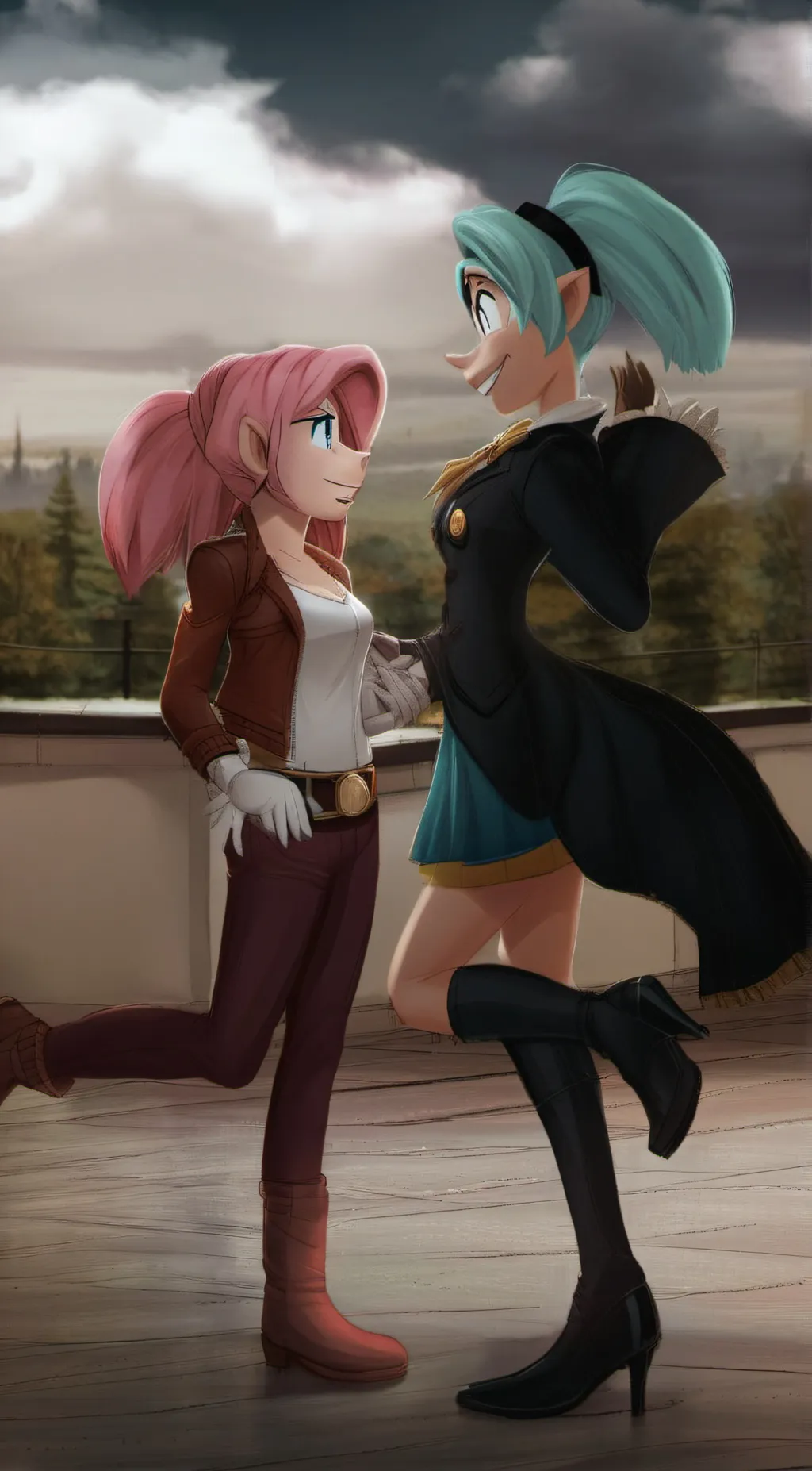 ai character: Amy and rouge  background