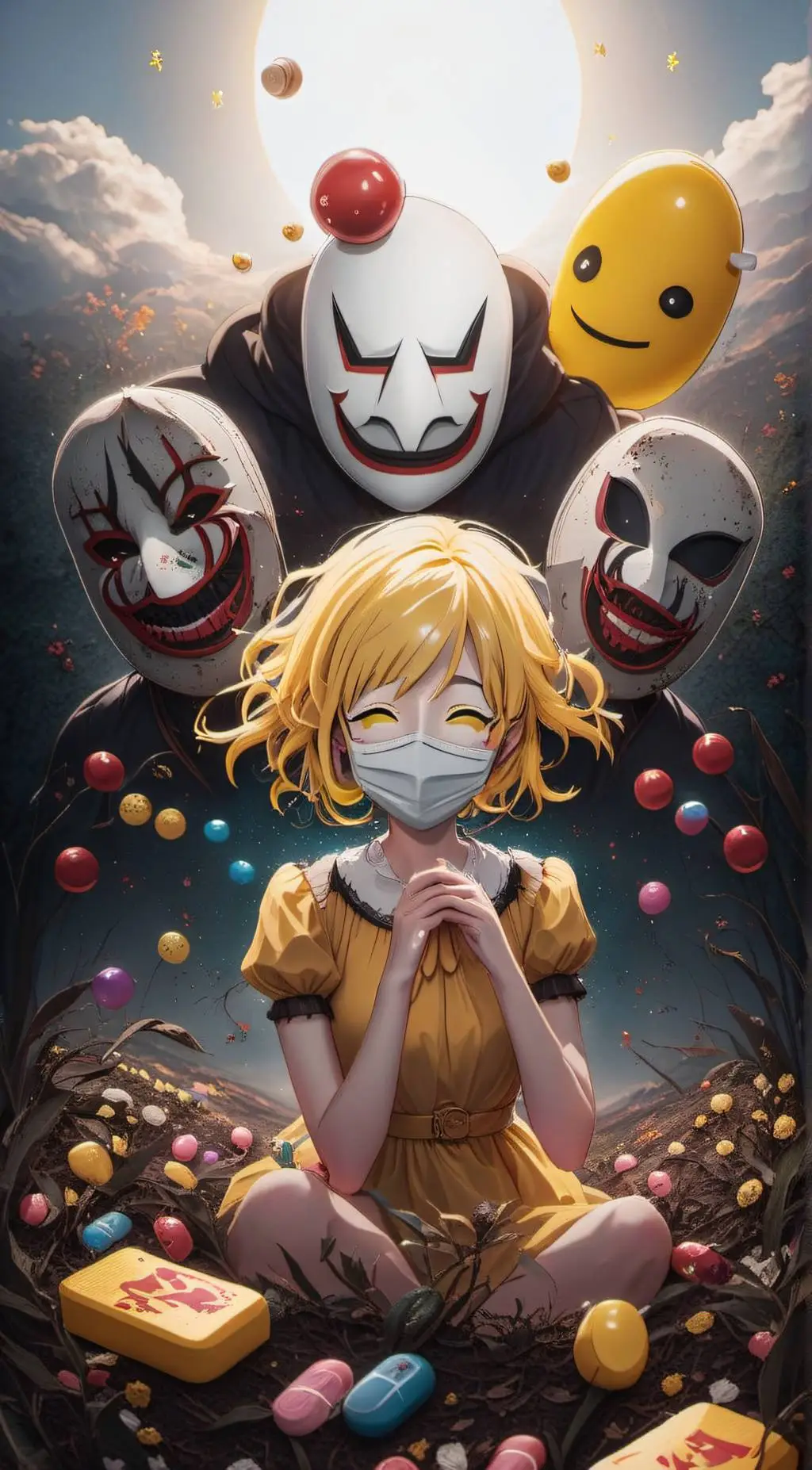 ai character: happy Face background