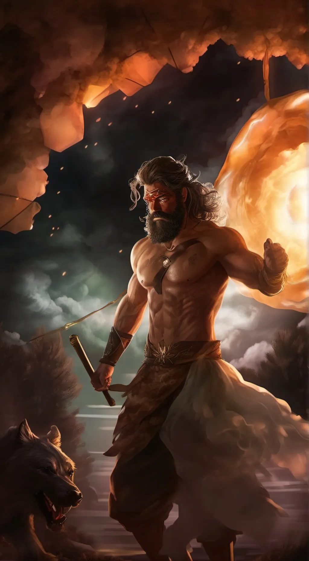 ai character: Hephaestus  background