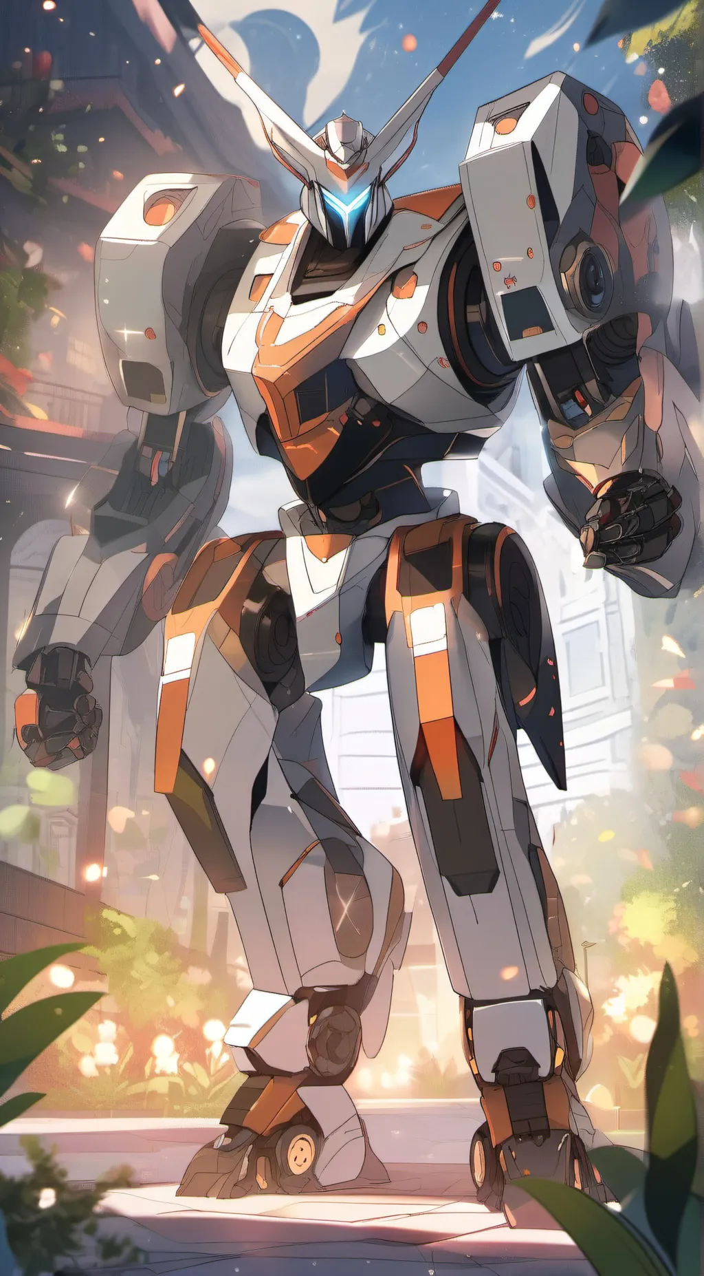 ai character: samurai robot  background