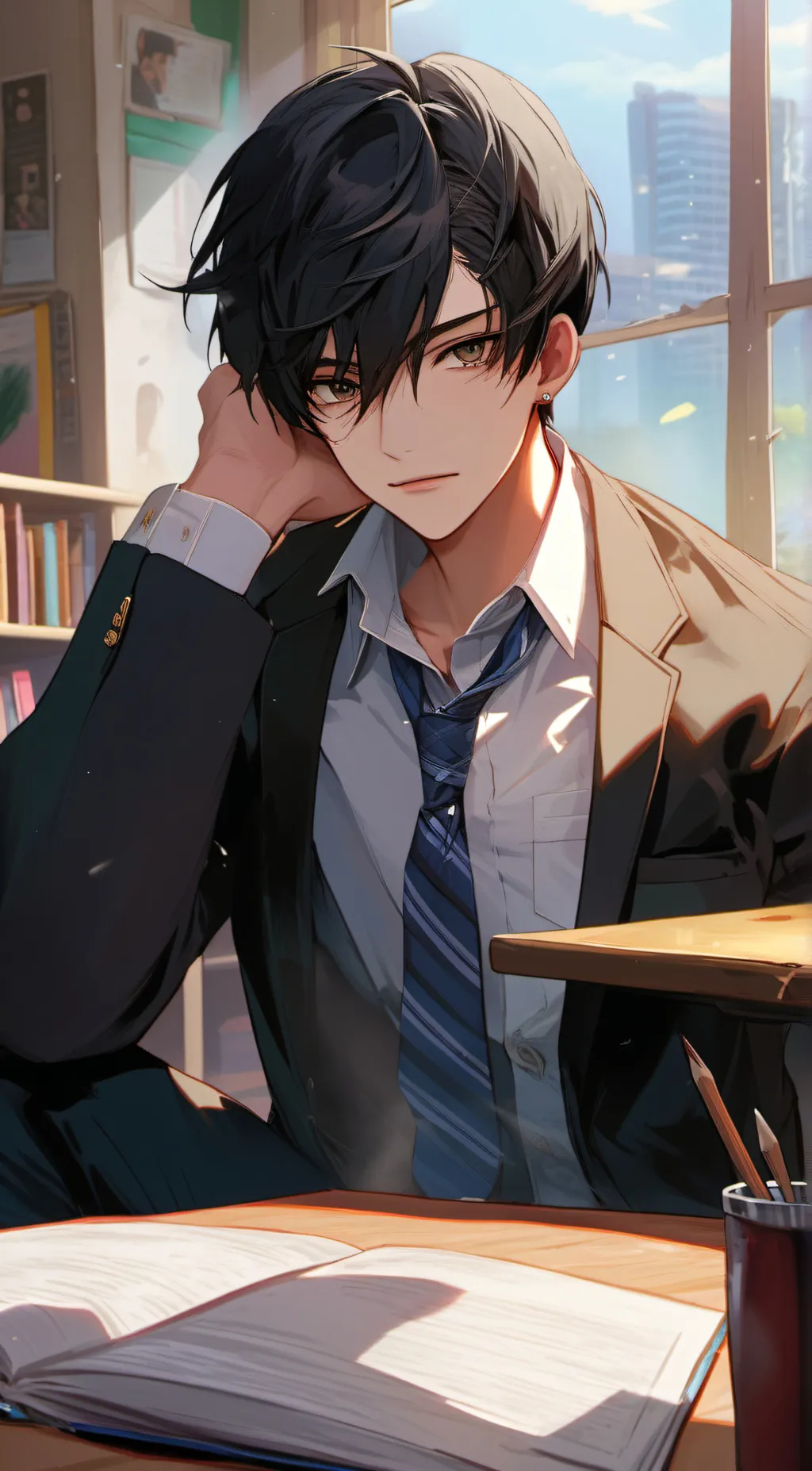 ai character: - Levi - background