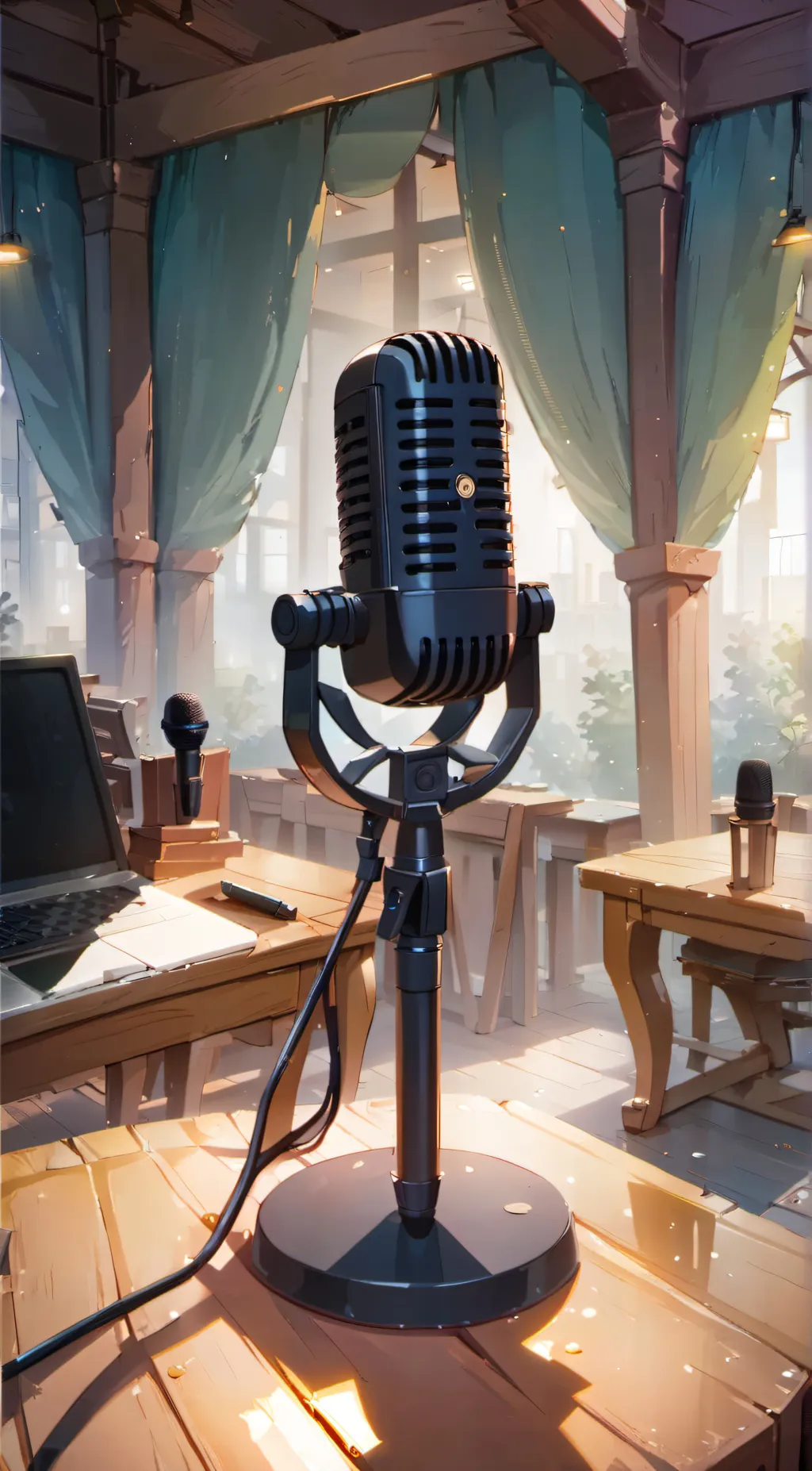 ai character: 🎤mic🎤 background