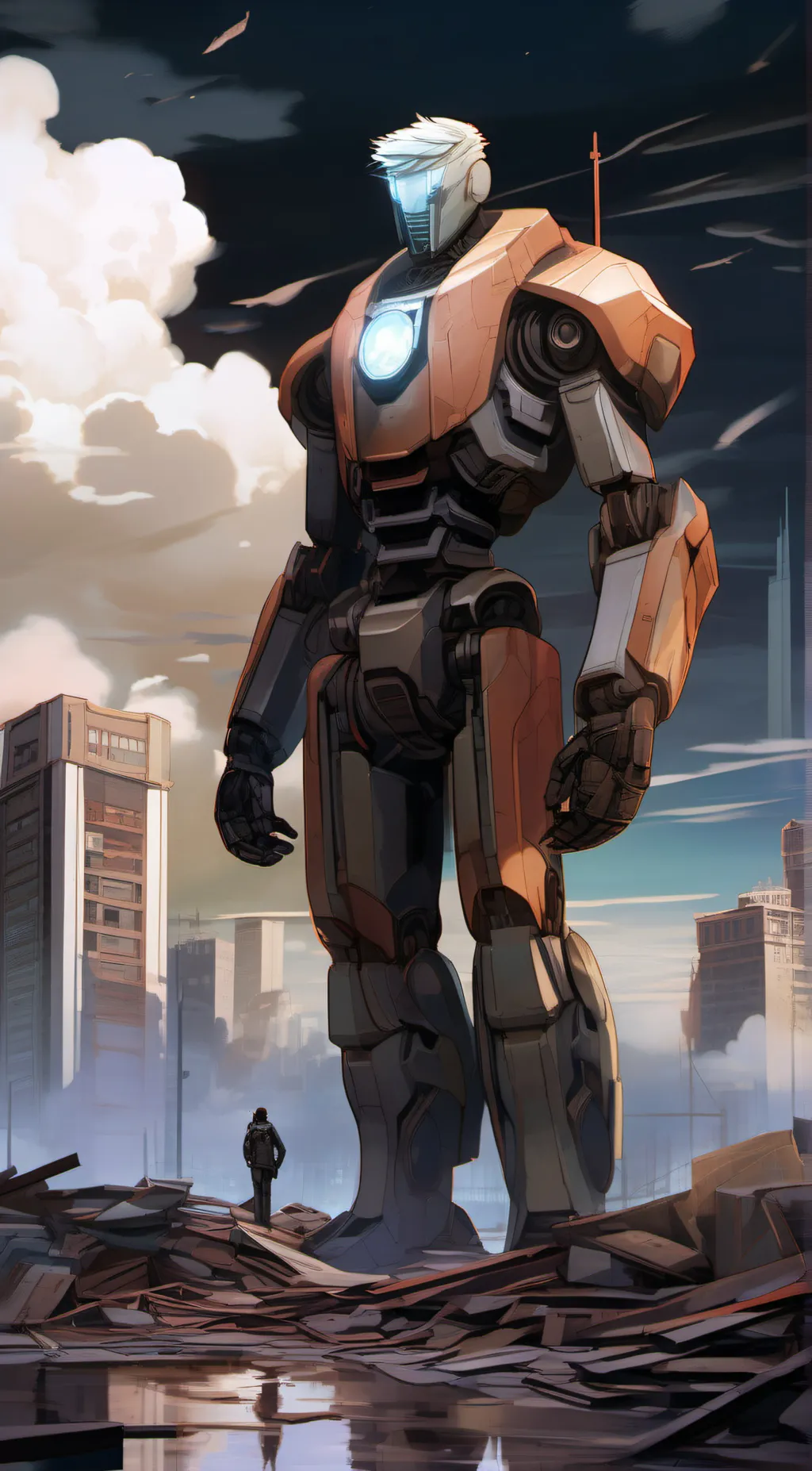 ai character: aftermath Optimus background