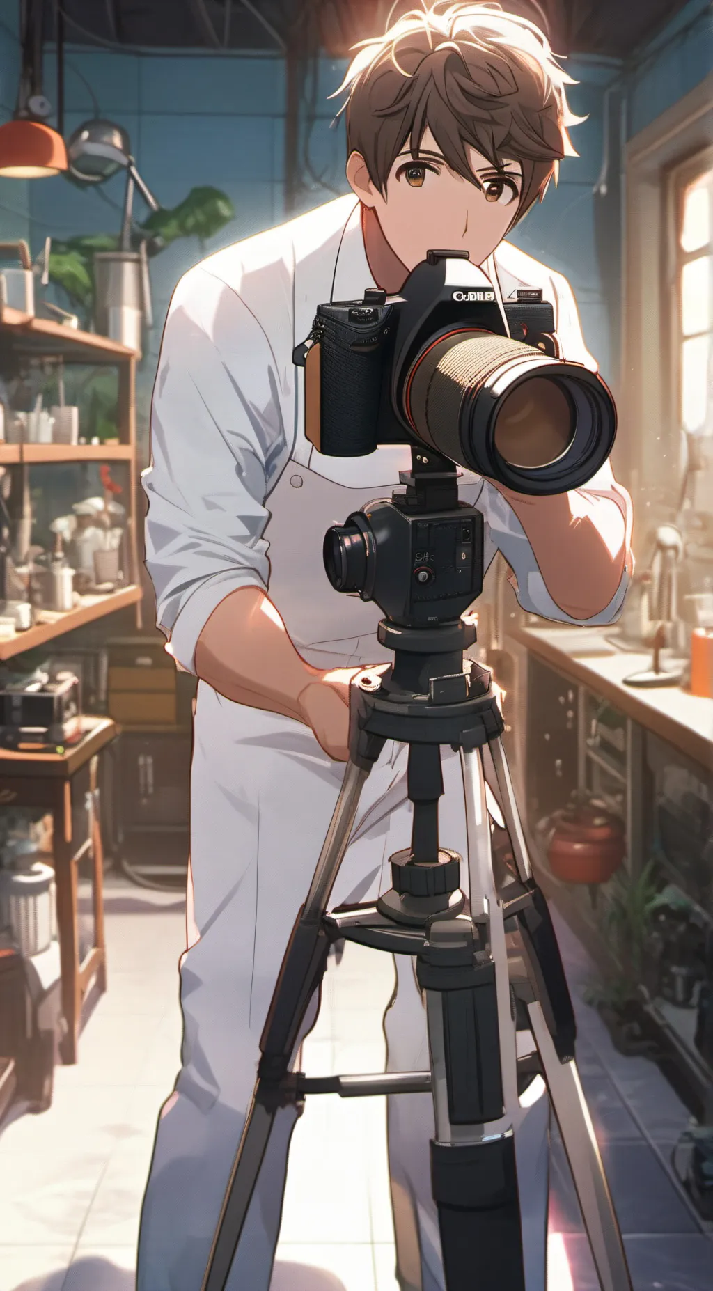 ai character: scientist camerama background