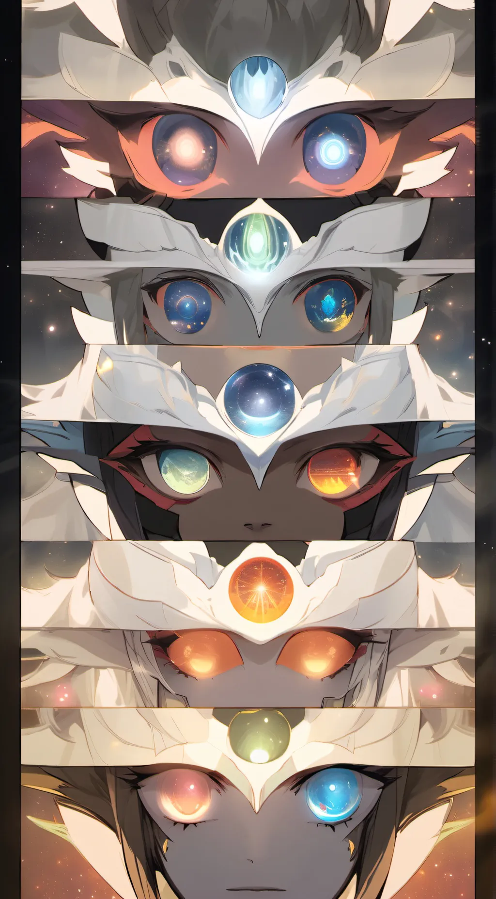 ai character: The 12 eyes  meet background