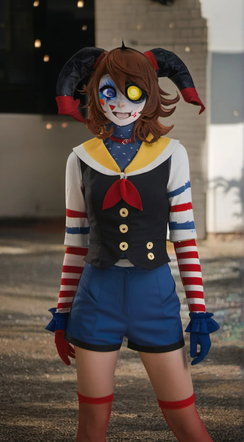 ai character: Pomni Abstracted background