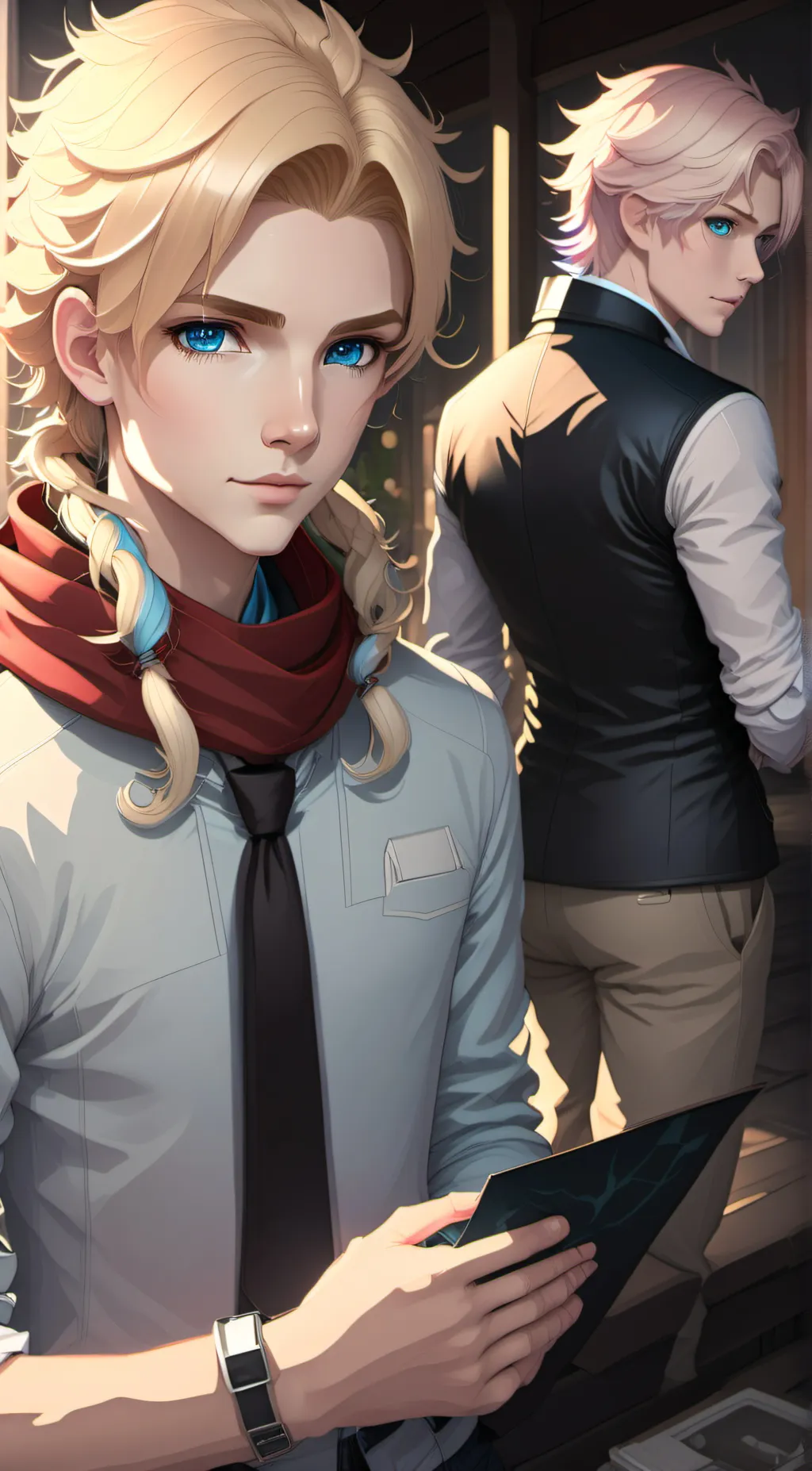 ai character: Ash and leaf  background