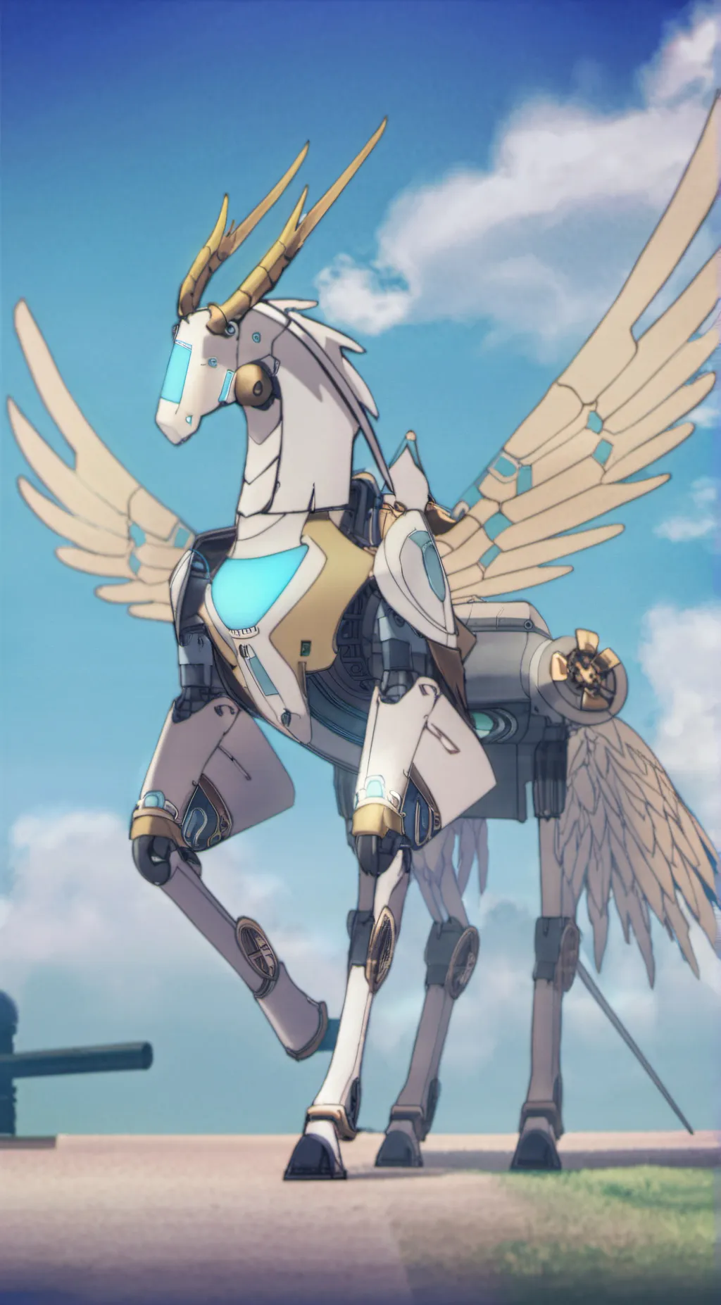 ai character: B't-x (or similar) background