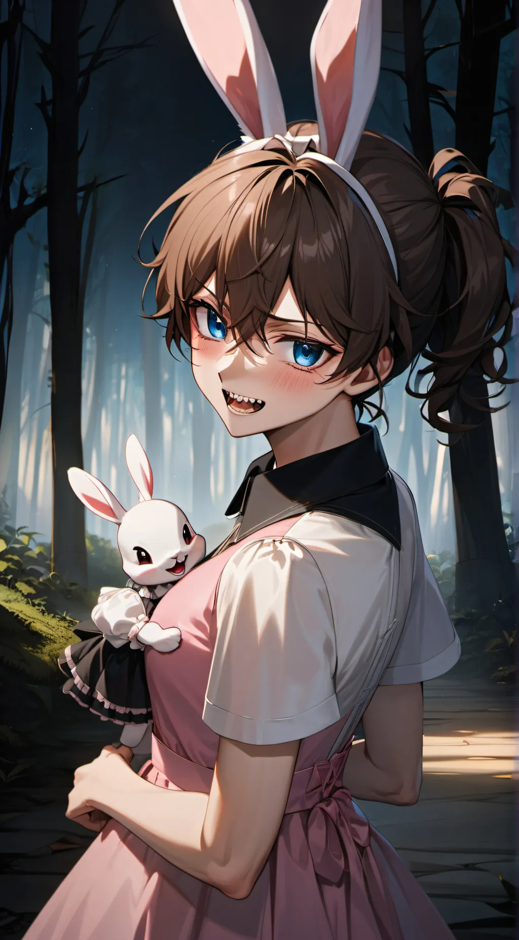ai character: pink giant bunny background