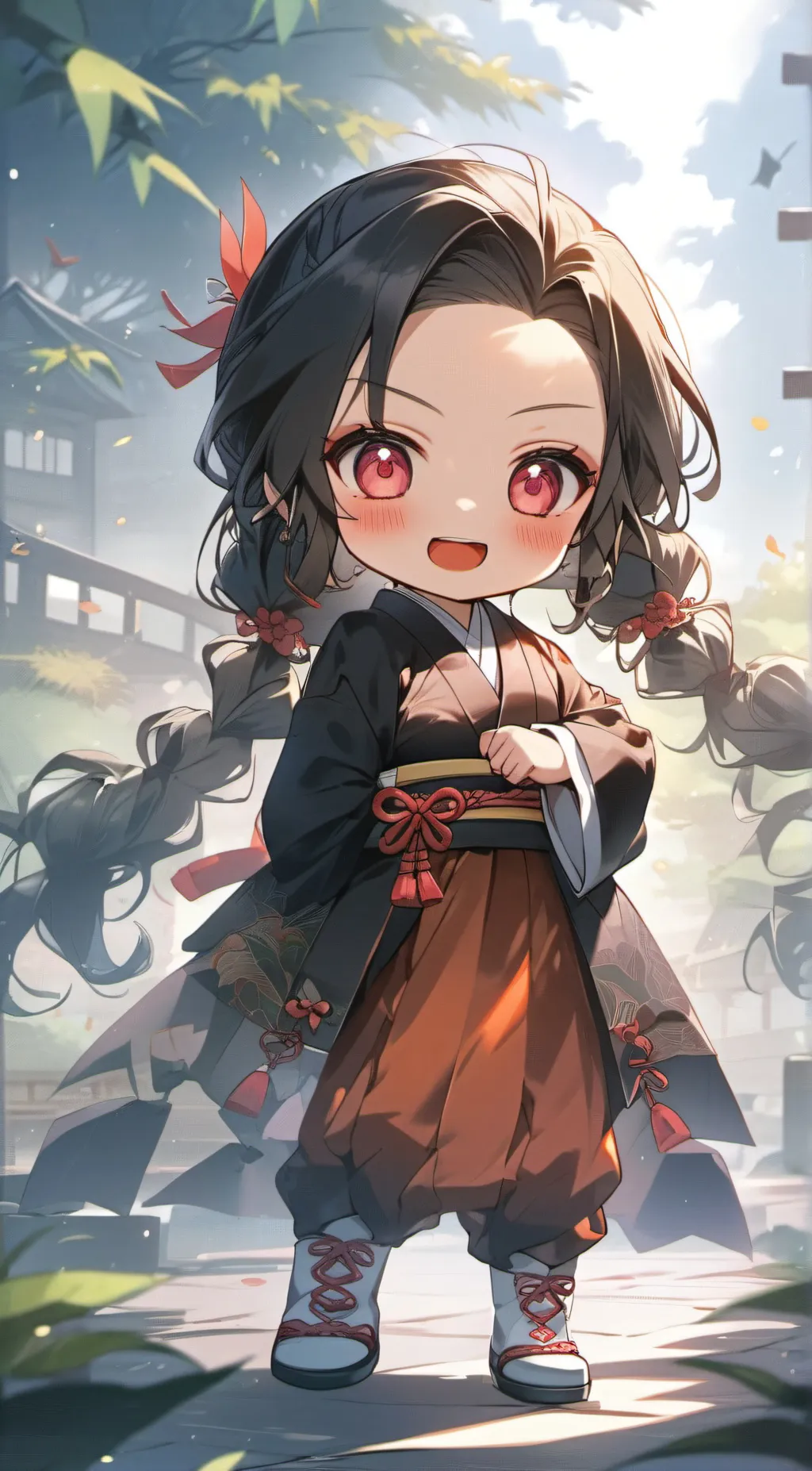 ai character: chibi nezuko  background