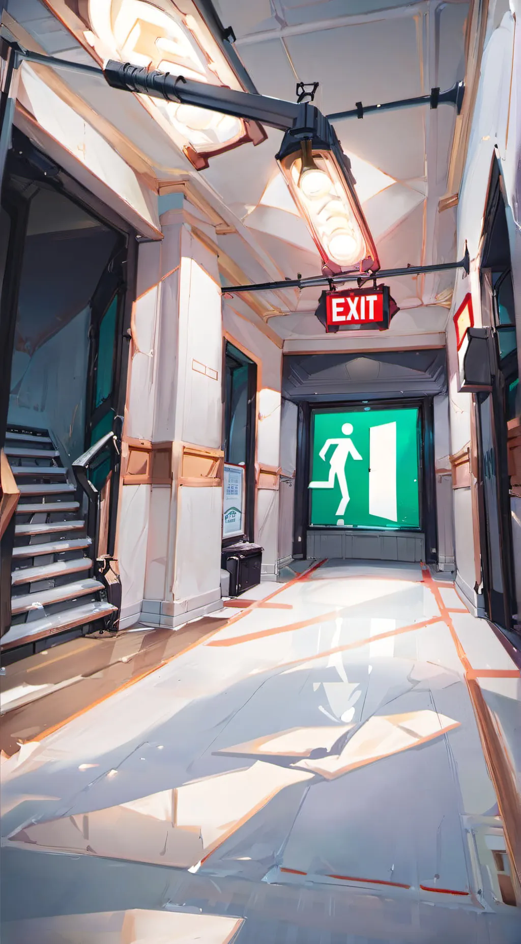 ai character: Exit sign background