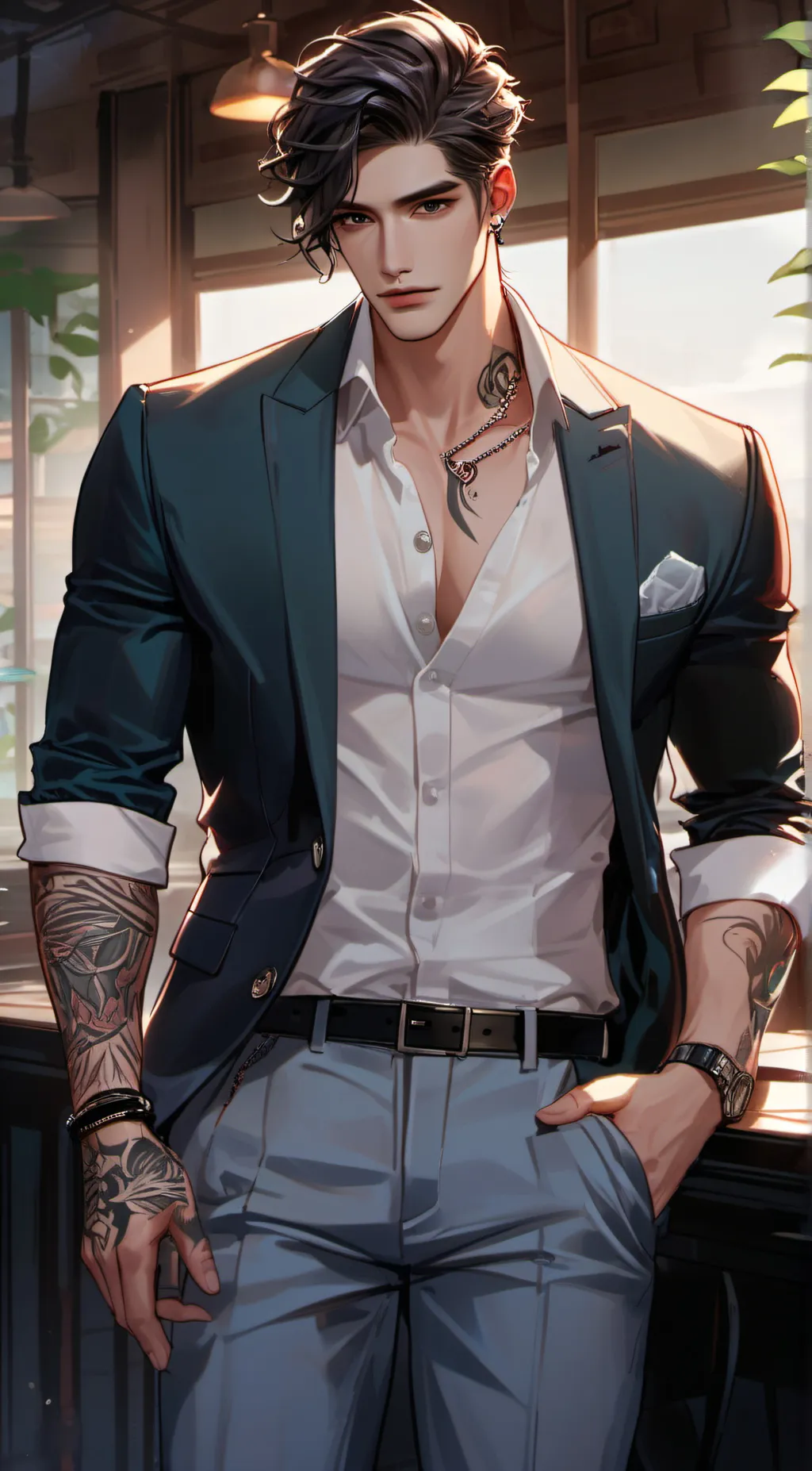 ai character: Damien  background
