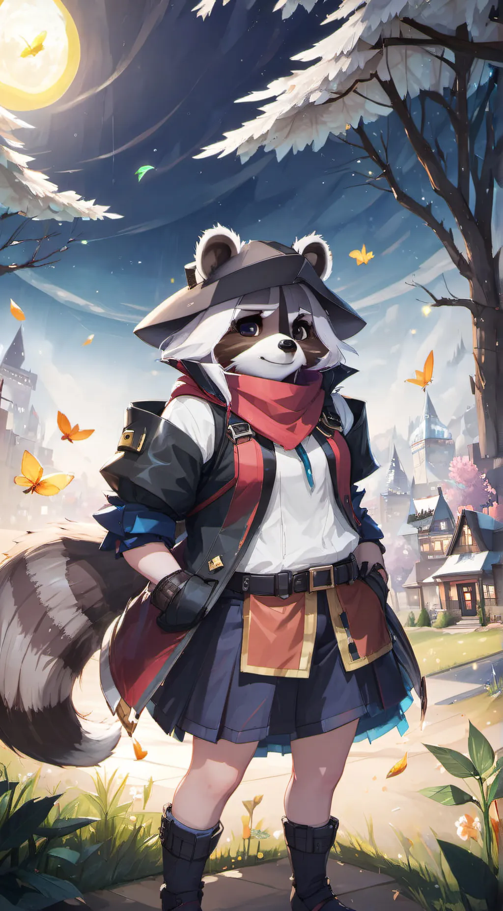 ai character: racoon girl🦝 background