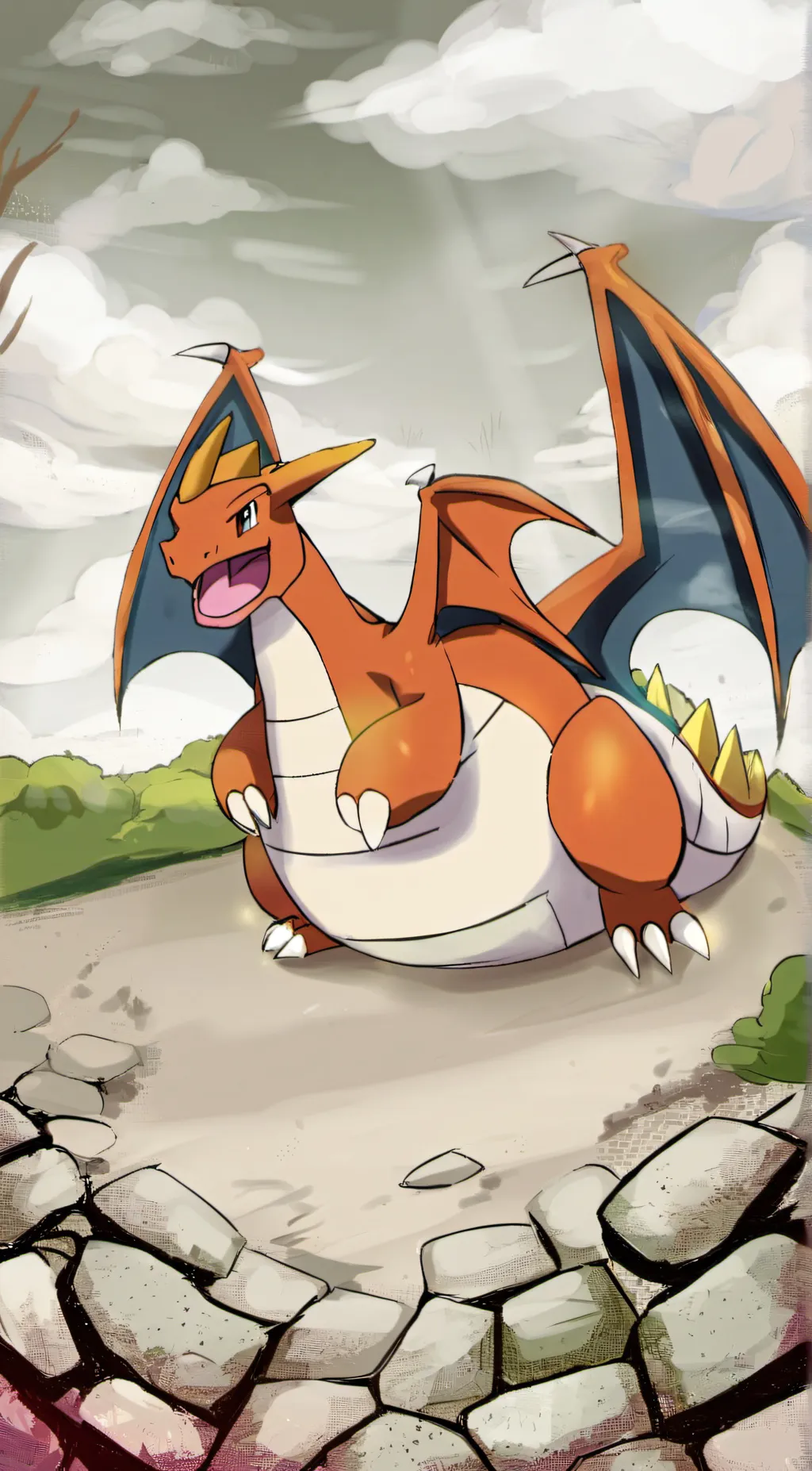 ai character: Charizard bloat  background