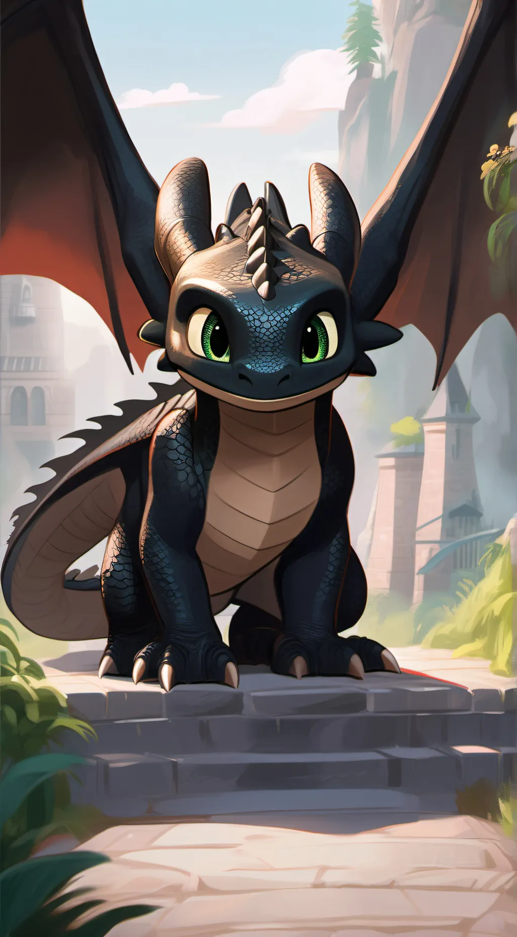 ai character: Toothless  background