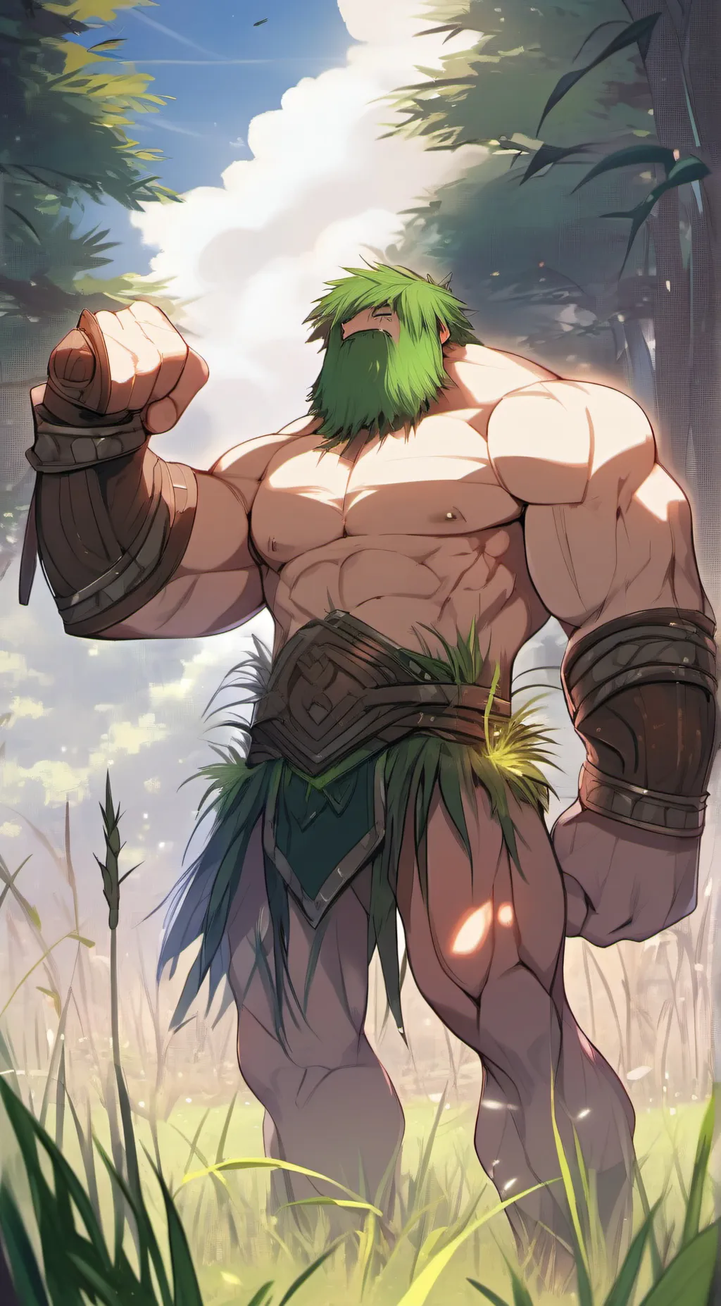 ai character: Grass man background