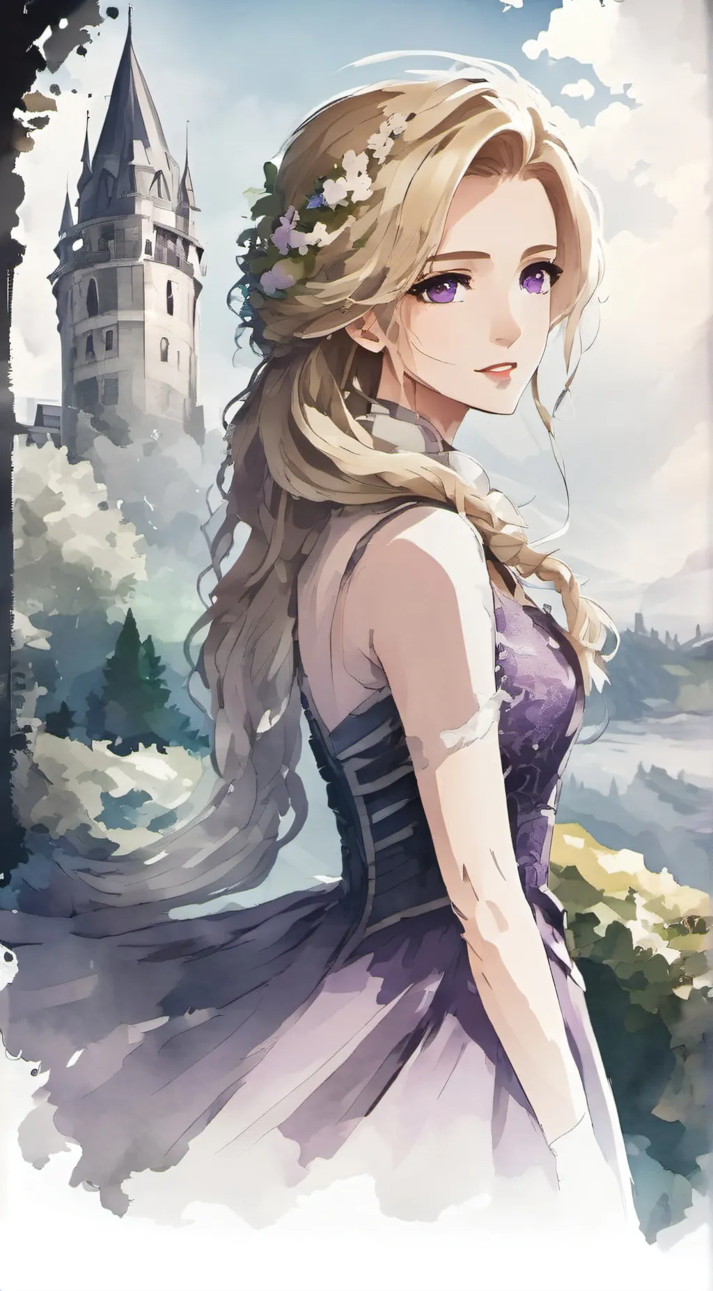 ai character: Violet  background