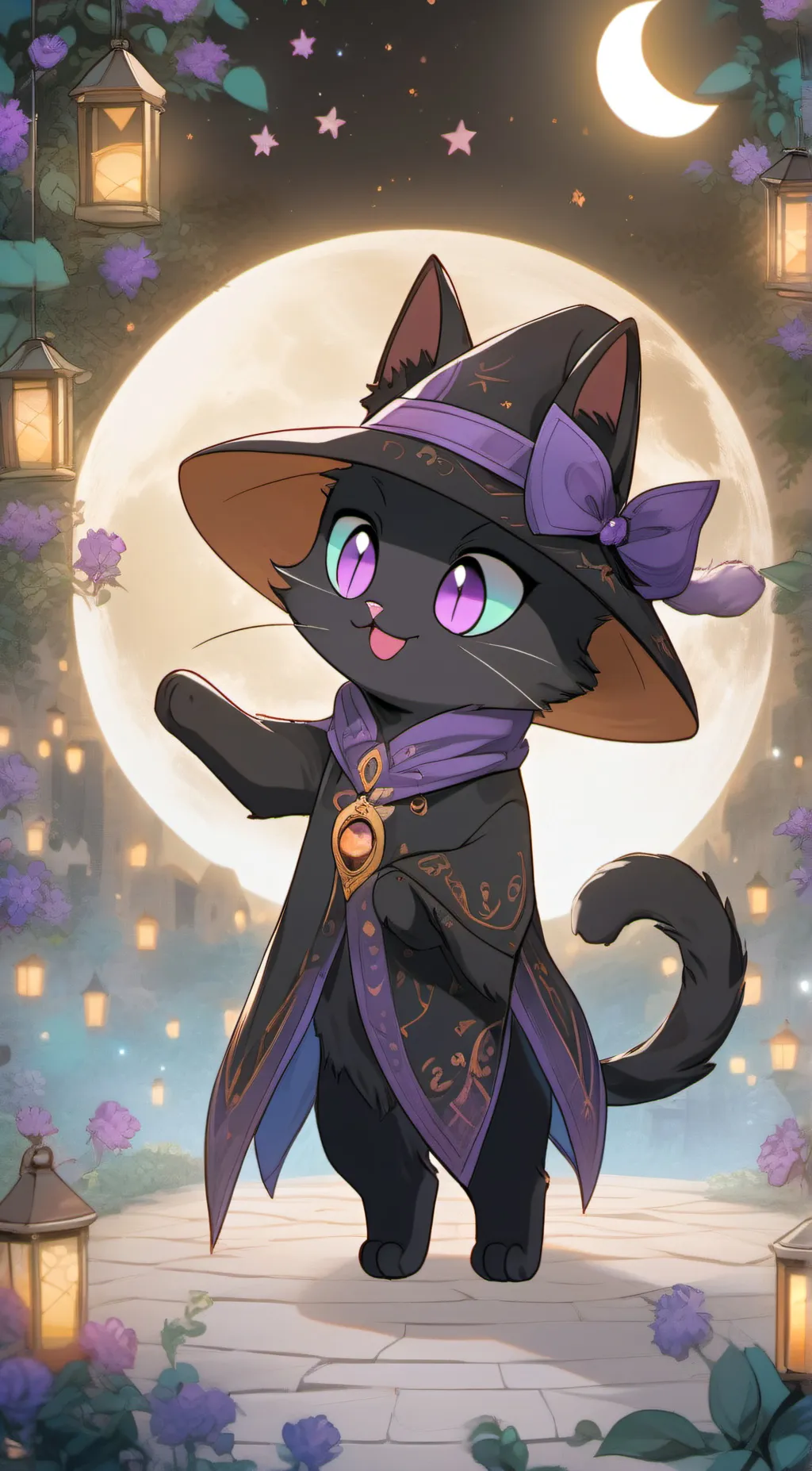 ai character: Wizard Cat background
