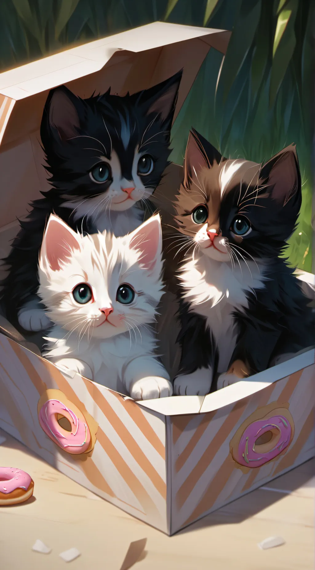 ai character: 3 kittens background