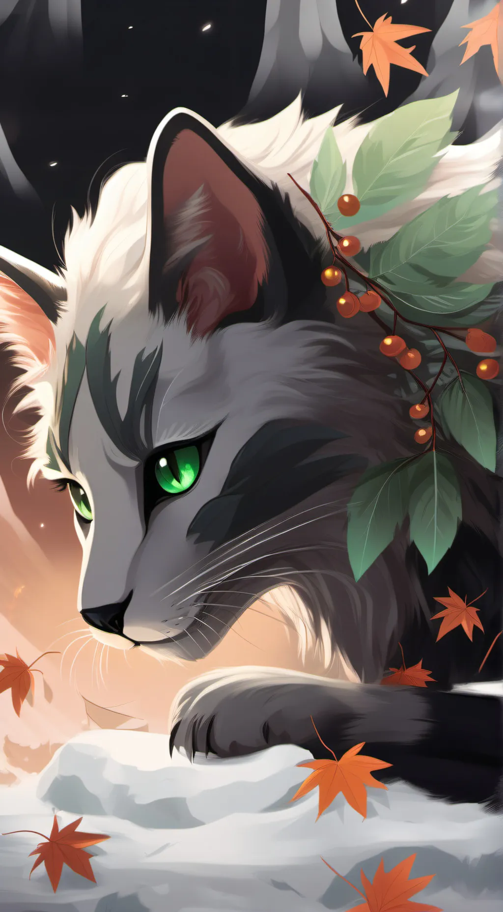 ai character: holly leaf background