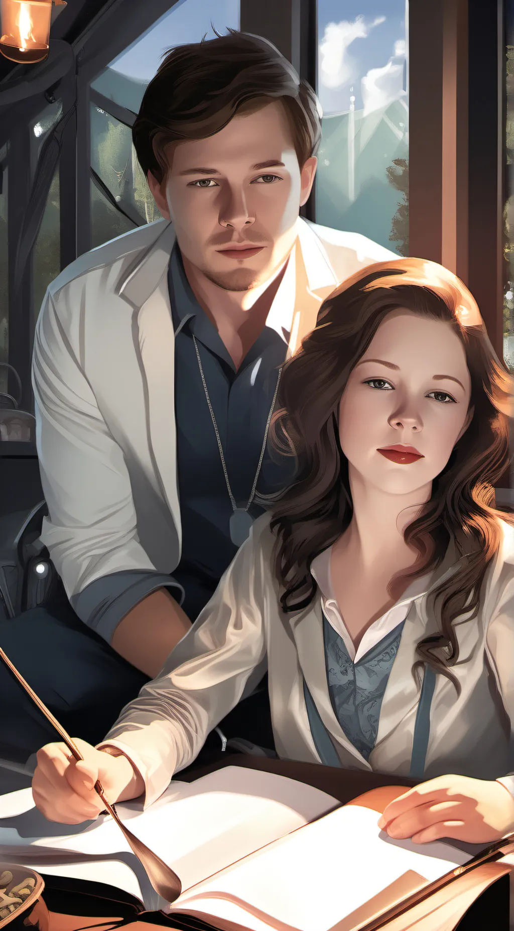 ai character: Damon and Heather  background