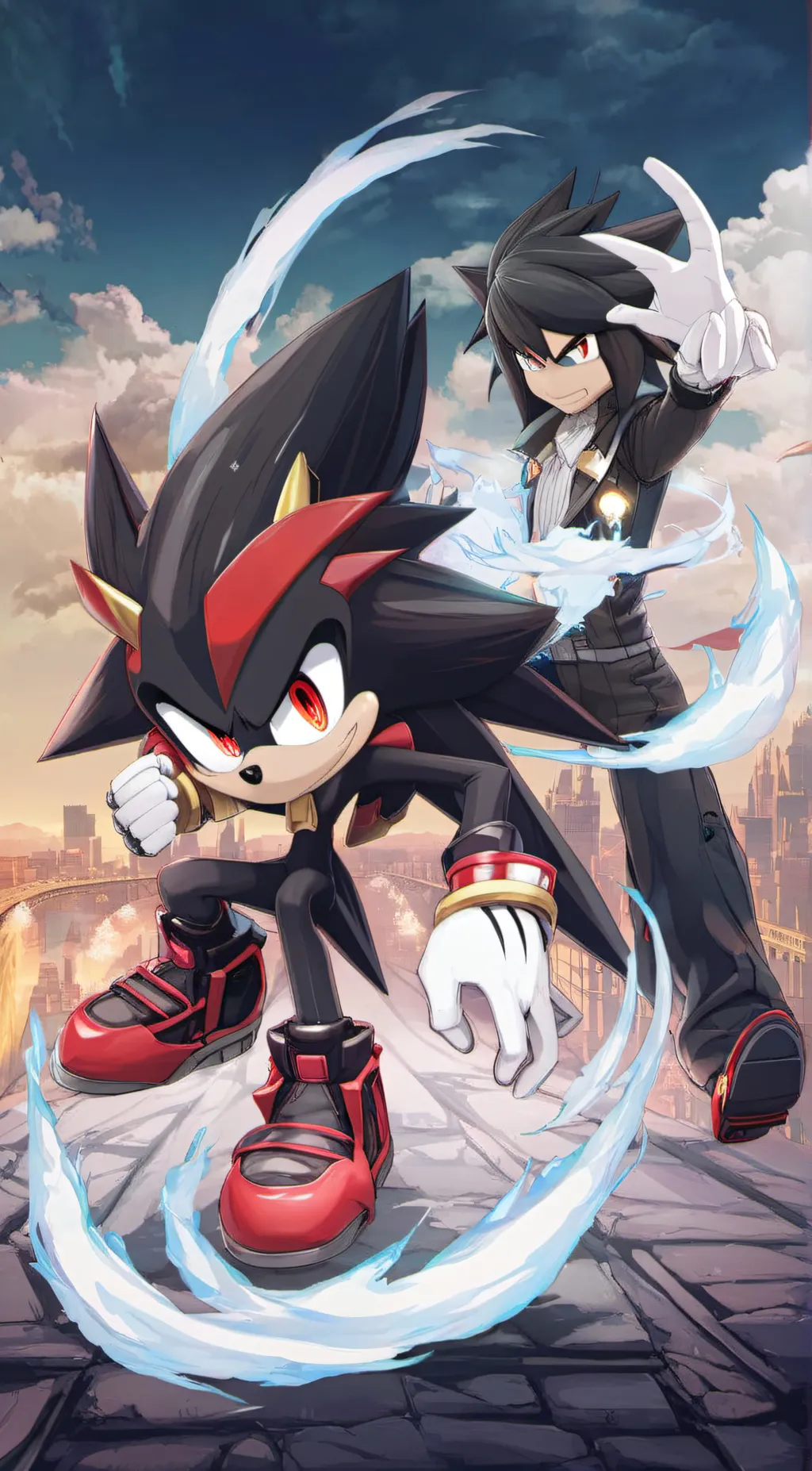 ai character: ShadowTheHedghog background