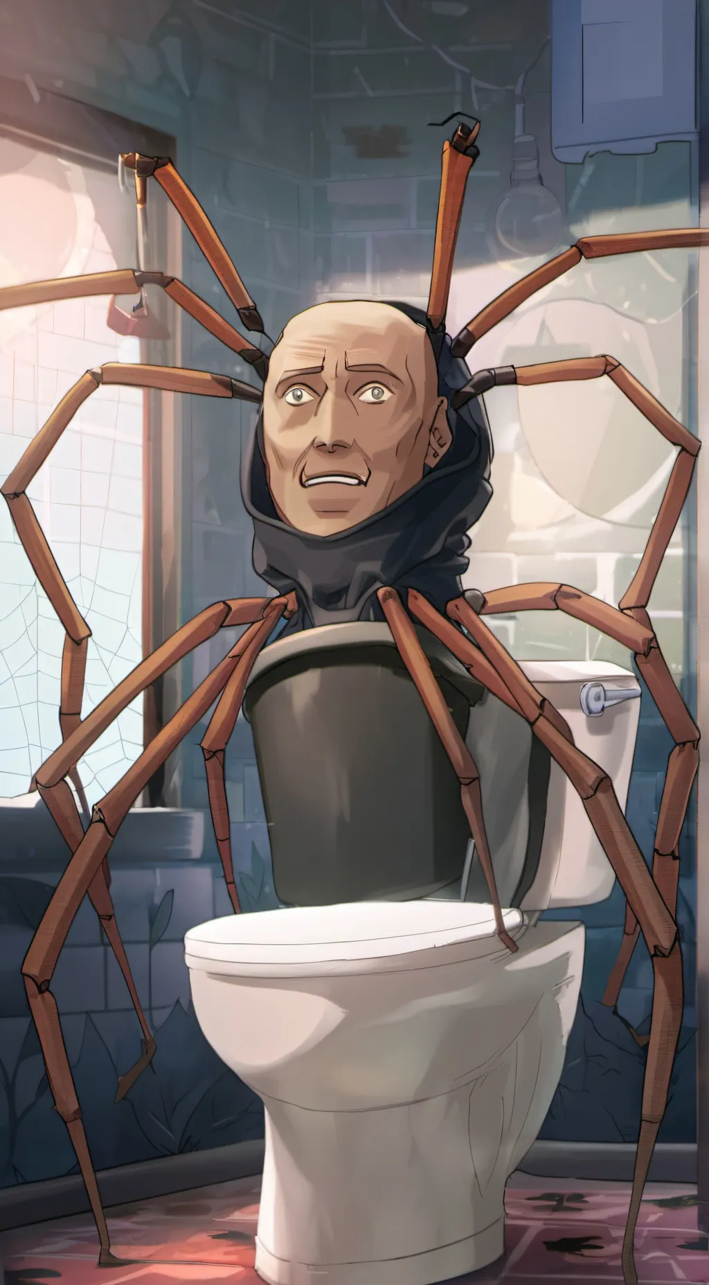 ai character: spider toilet  background