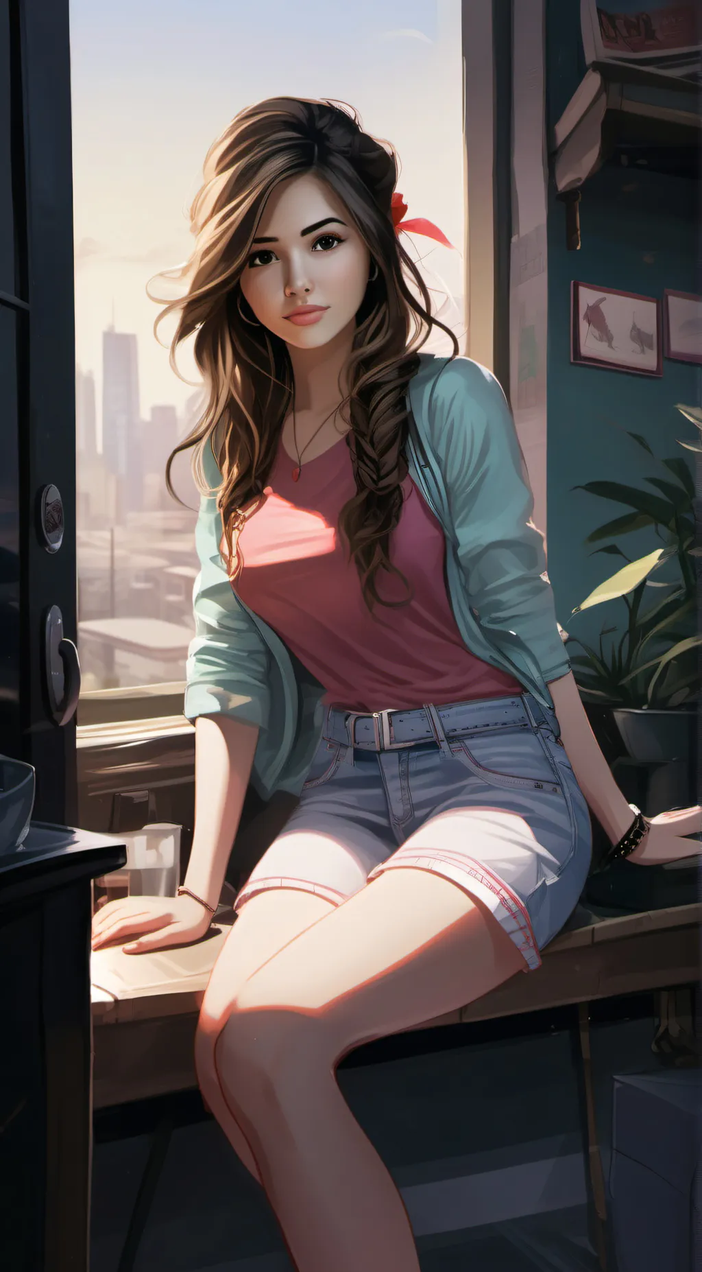 ai character: Leslie  background