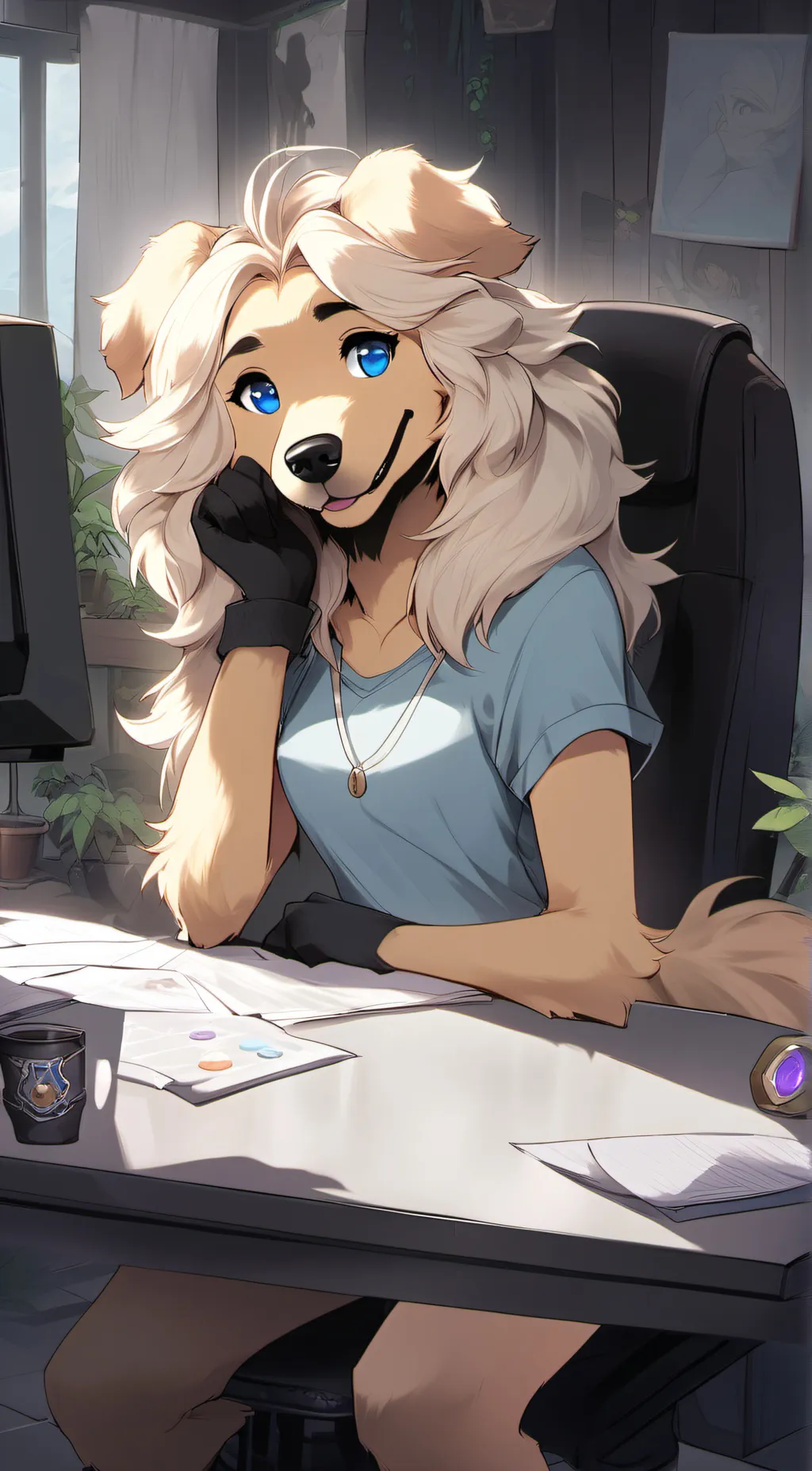 ai character: Goldie Paws background