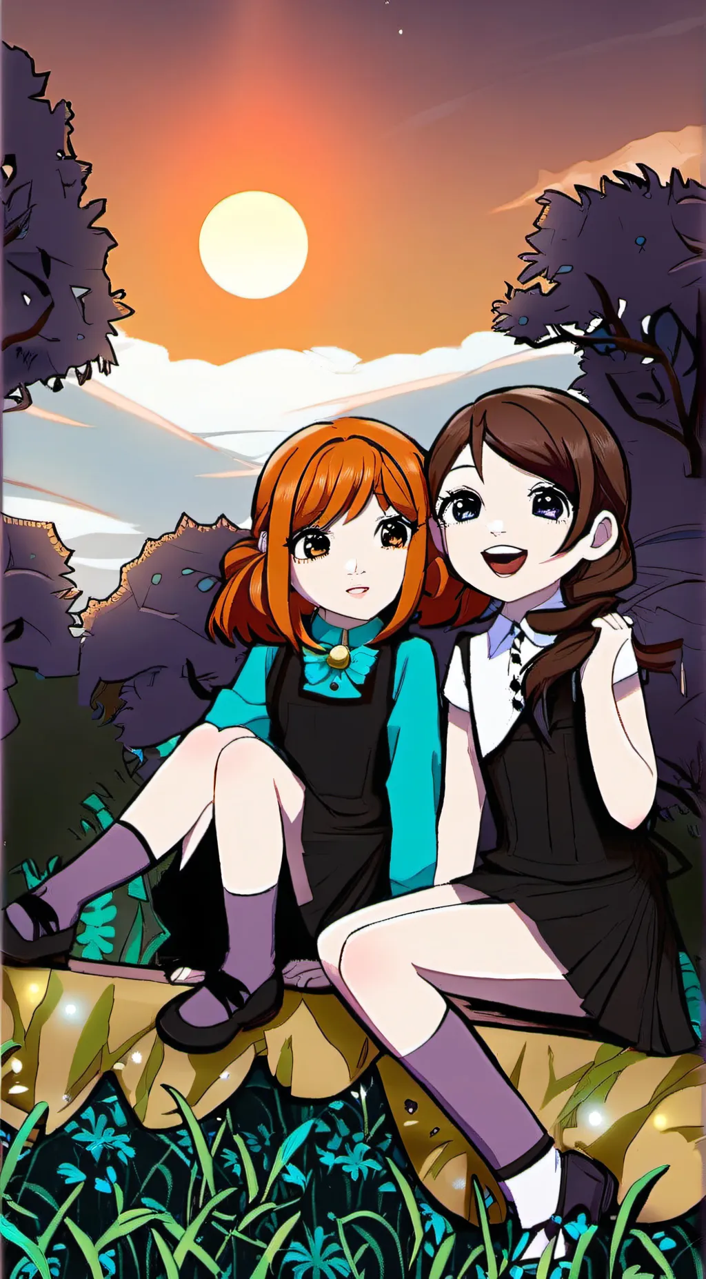 ai character: Sun and moon background