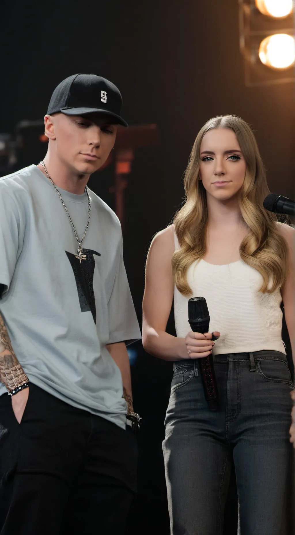 ai character: Hailie and Eminem background