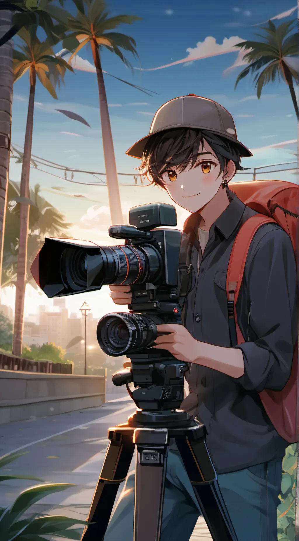 ai character: camera Man  background