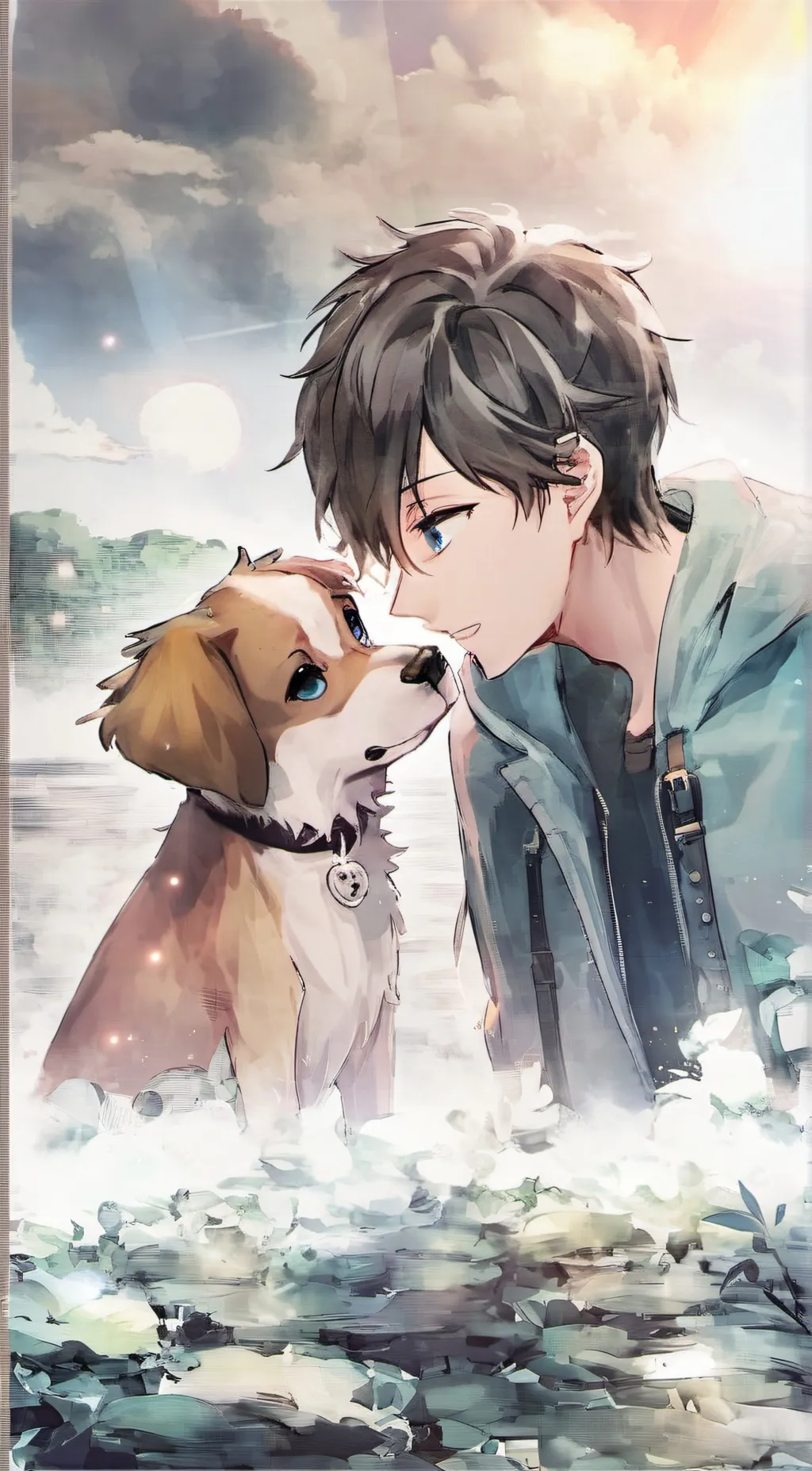 ai character: dog man background